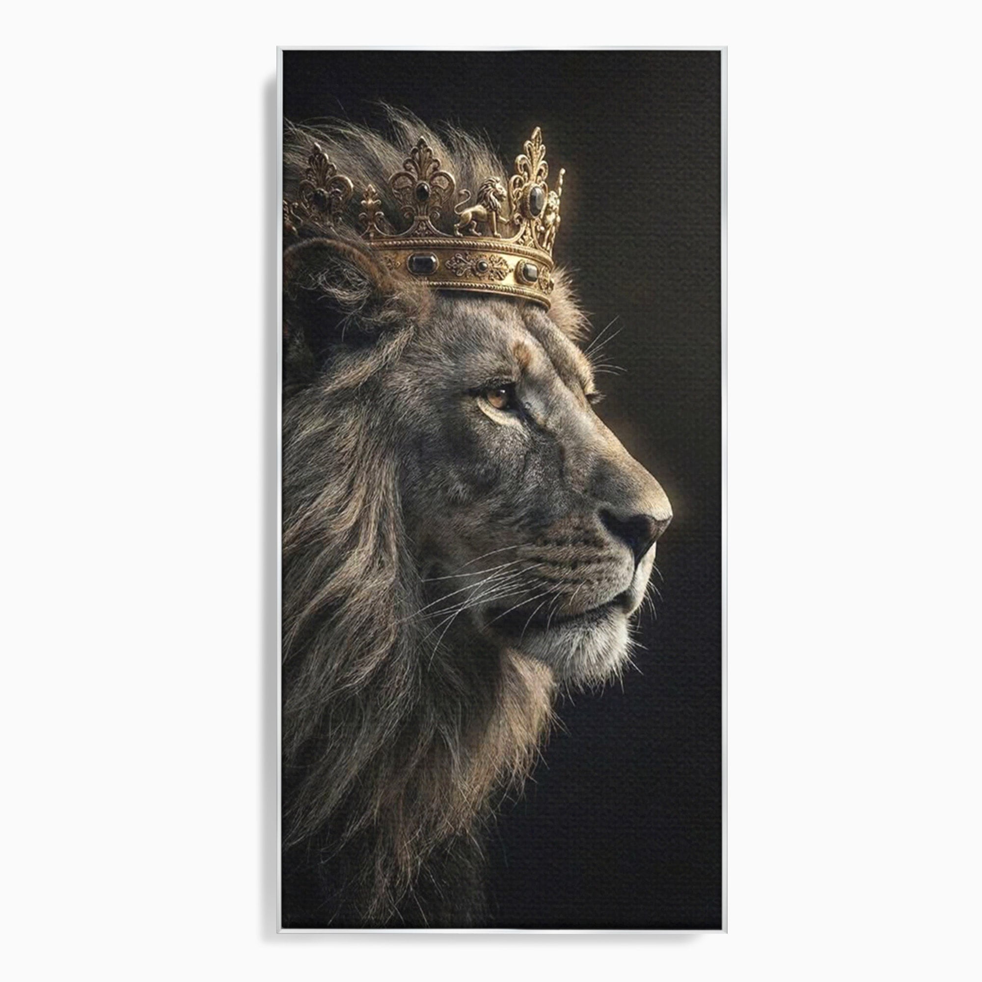 Tablou Canvas Premium LuxCanva® PI1298, Privirea Regala a Leului, Privire, Regal, Coroana, Dormitor, Birou, Culori Vibrante