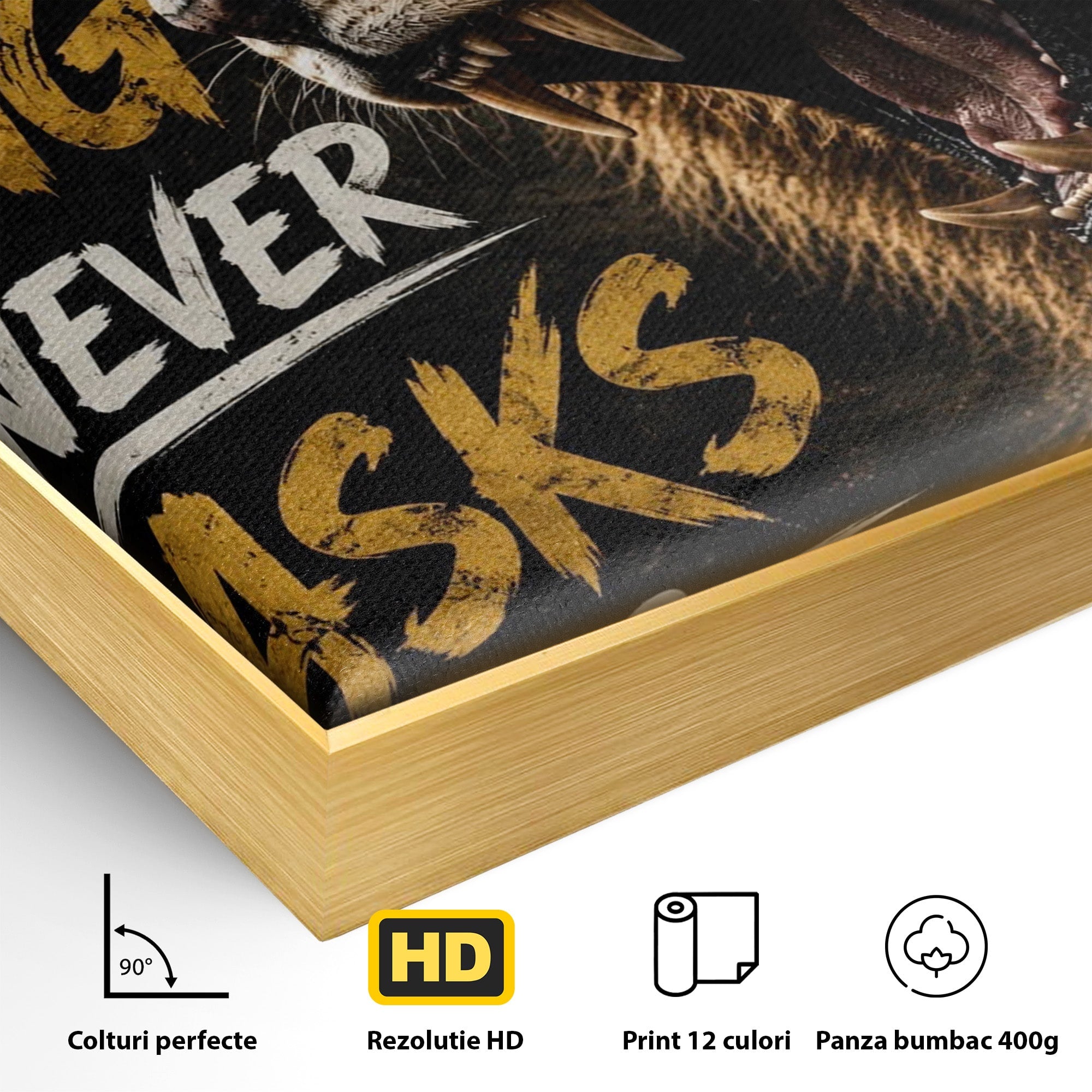 Tablou Canvas Premium LuxCanva® PI1299, Regalitatea Leului In Zori, Leu, Putere, Motivational, Animale, Birou, Culori Vibrante