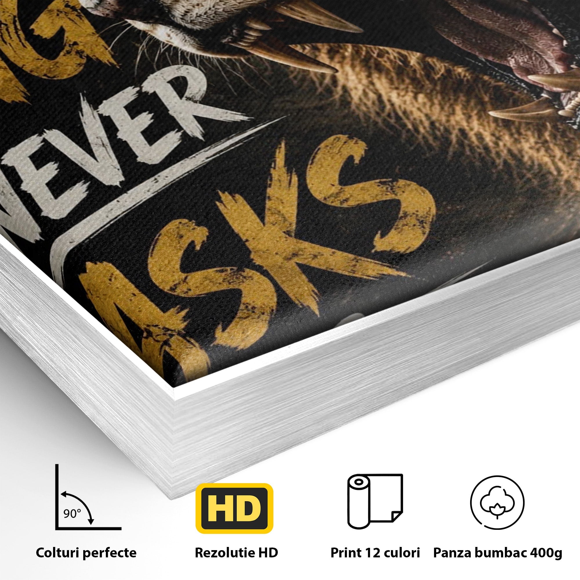 Tablou Canvas Premium LuxCanva® PI1299, Regalitatea Leului In Zori, Leu, Putere, Motivational, Animale, Birou, Culori Vibrante
