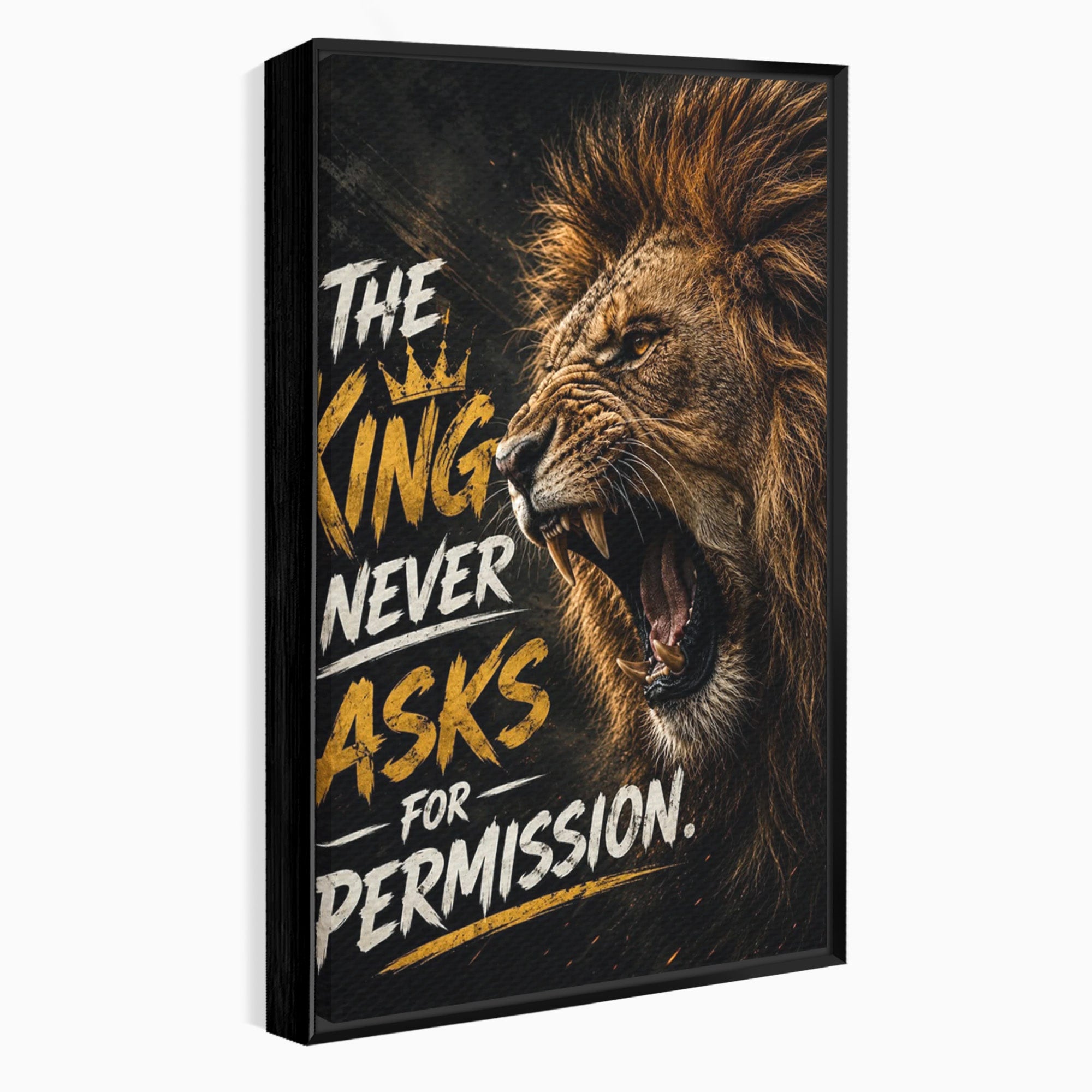 Tablou Canvas Premium LuxCanva® PI1299, Regalitatea Leului In Zori, Leu, Putere, Motivational, Animale, Birou, Culori Vibrante