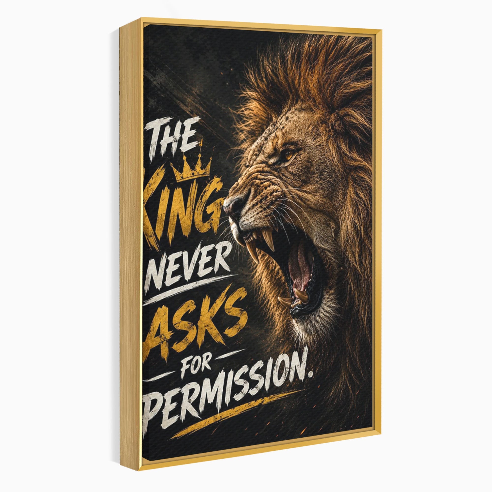 Tablou Canvas Premium LuxCanva® PI1299, Regalitatea Leului In Zori, Leu, Putere, Motivational, Animale, Birou, Culori Vibrante