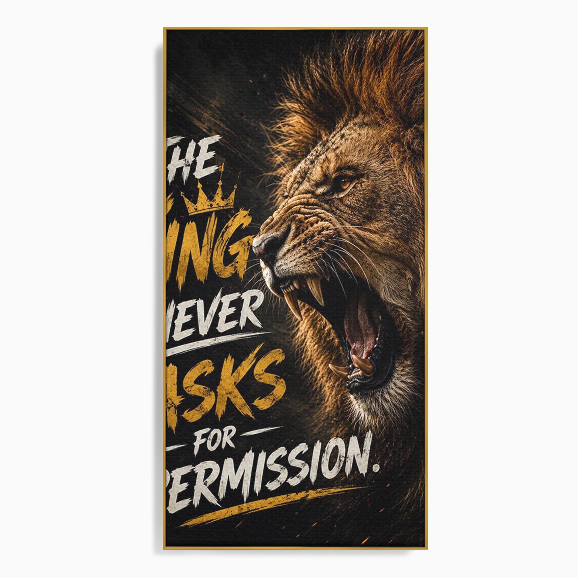 Tablou Canvas Premium LuxCanva® PI1299, Regalitatea Leului In Zori, Leu, Putere, Motivational, Animale, Birou, Culori Vibrante
