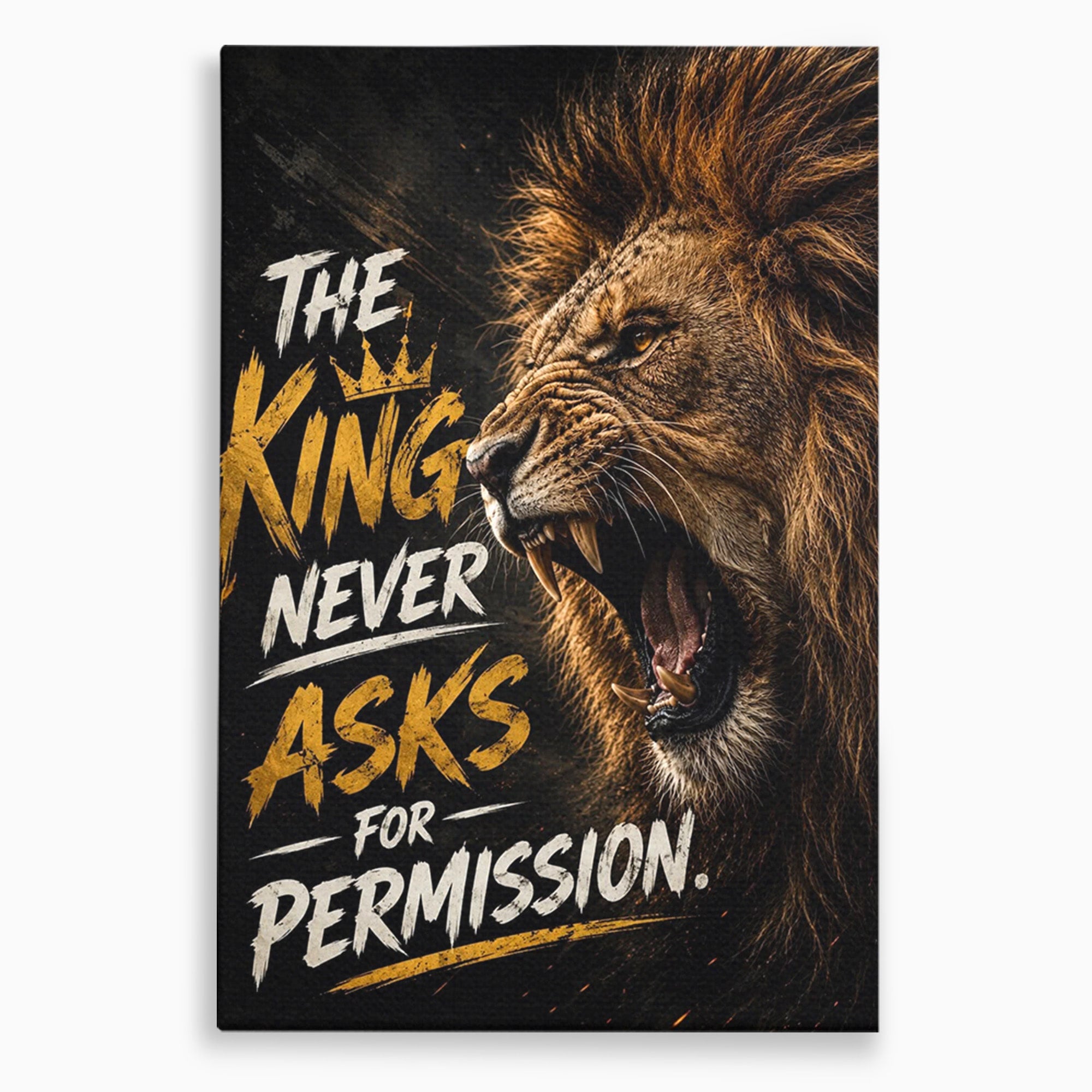 Tablou Canvas Premium LuxCanva® PI1299, Regalitatea Leului In Zori, Leu, Putere, Motivational, Animale, Birou, Culori Vibrante