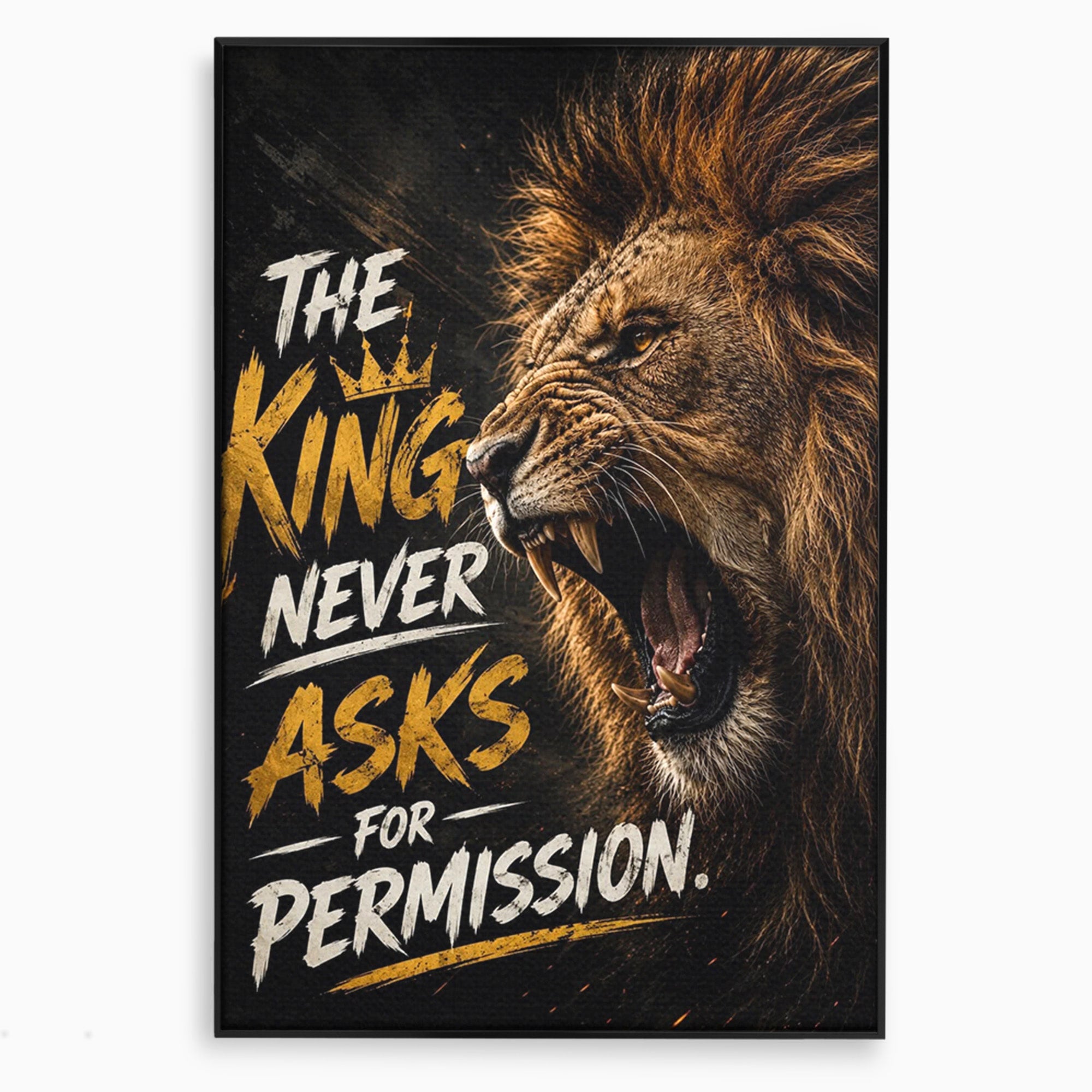 Tablou Canvas Premium LuxCanva® PI1299, Regalitatea Leului In Zori, Leu, Putere, Motivational, Animale, Birou, Culori Vibrante