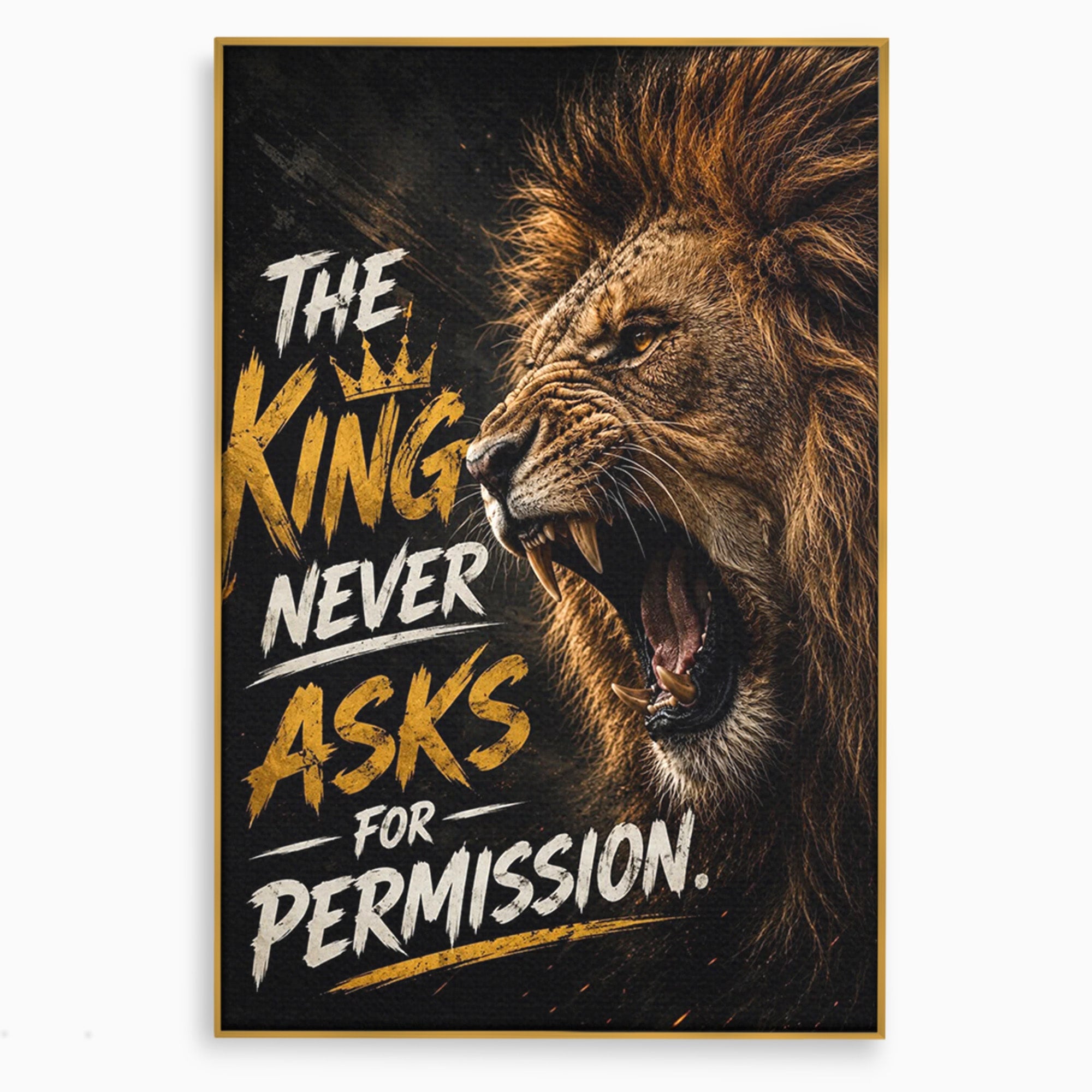 Tablou Canvas Premium LuxCanva® PI1299, Regalitatea Leului In Zori, Leu, Putere, Motivational, Animale, Birou, Culori Vibrante