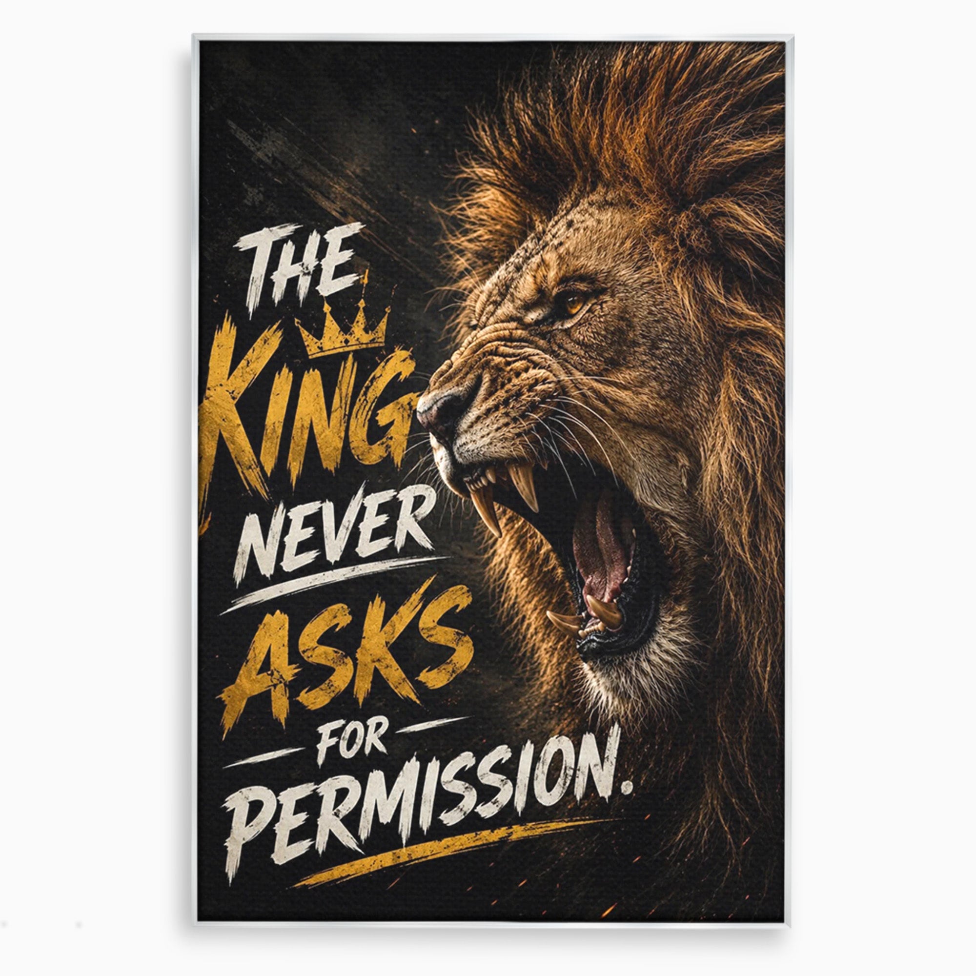 Tablou Canvas Premium LuxCanva® PI1299, Regalitatea Leului In Zori, Leu, Putere, Motivational, Animale, Birou, Culori Vibrante