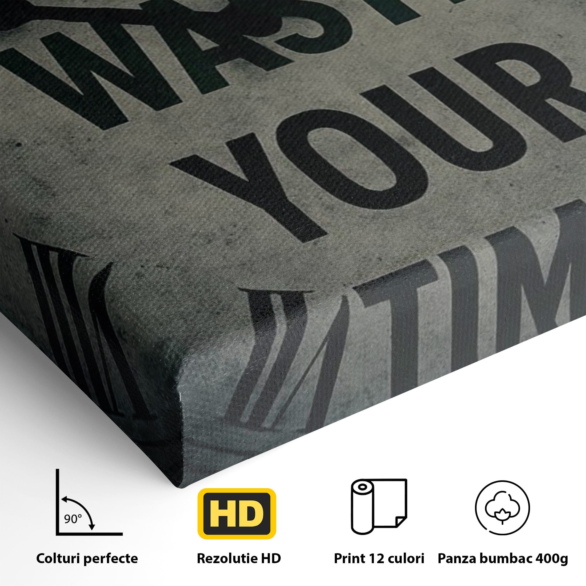 Tablou Canvas Premium LuxCanva® PI1300, Ceasul Timpului, Orologiu, Timp, Motivational, Birou, Living, Culori Vibrante