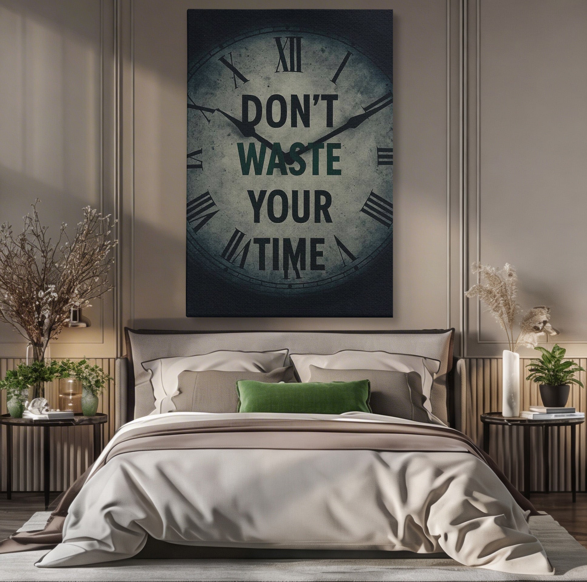 Tablou Canvas Premium LuxCanva® PI1300, Ceasul Timpului, Orologiu, Timp, Motivational, Birou, Living, Culori Vibrante