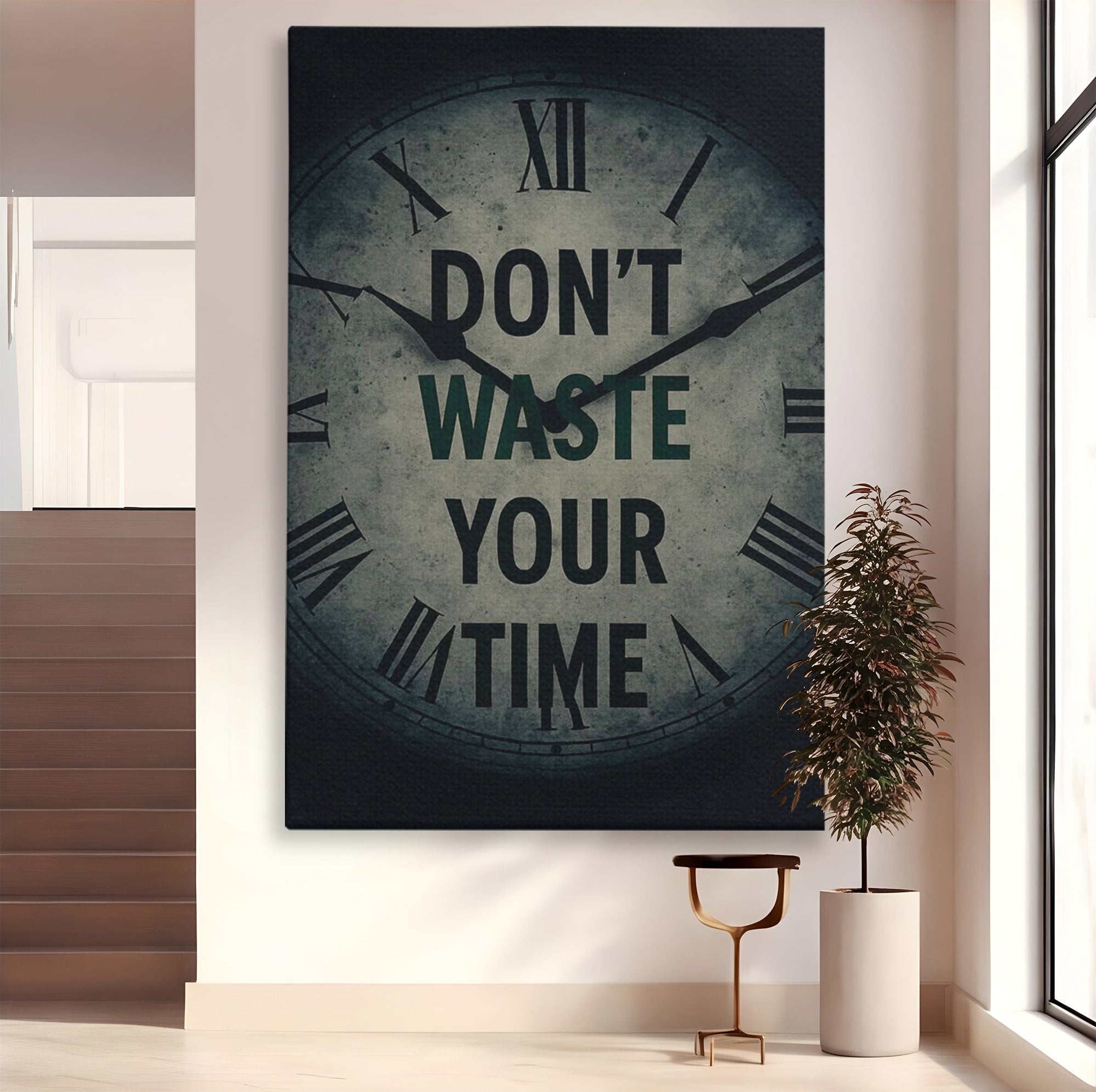 Tablou Canvas Premium LuxCanva® PI1300, Ceasul Timpului, Orologiu, Timp, Motivational, Birou, Living, Culori Vibrante