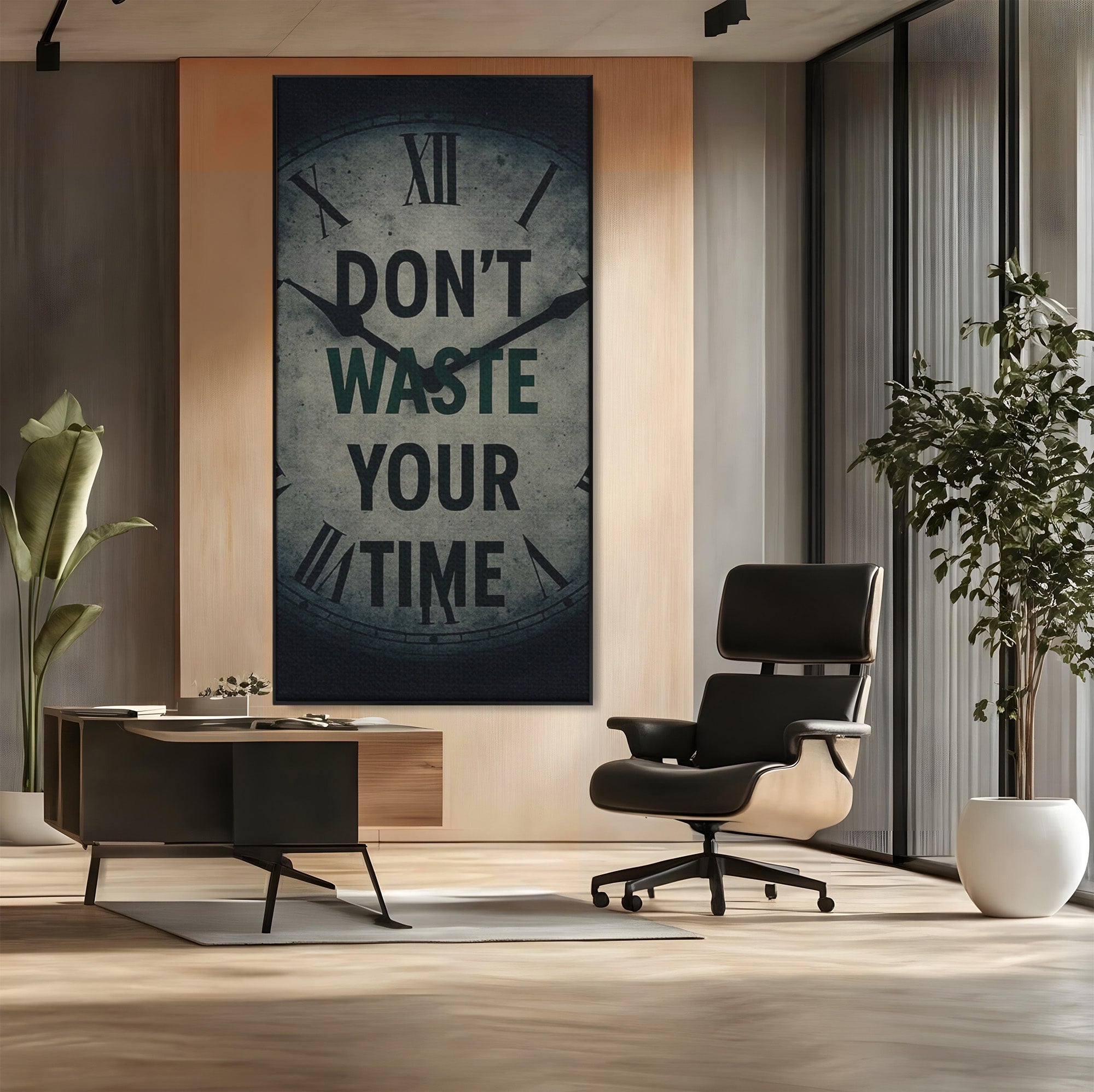 Tablou Canvas Premium LuxCanva® PI1300, Ceasul Timpului, Orologiu, Timp, Motivational, Birou, Living, Culori Vibrante