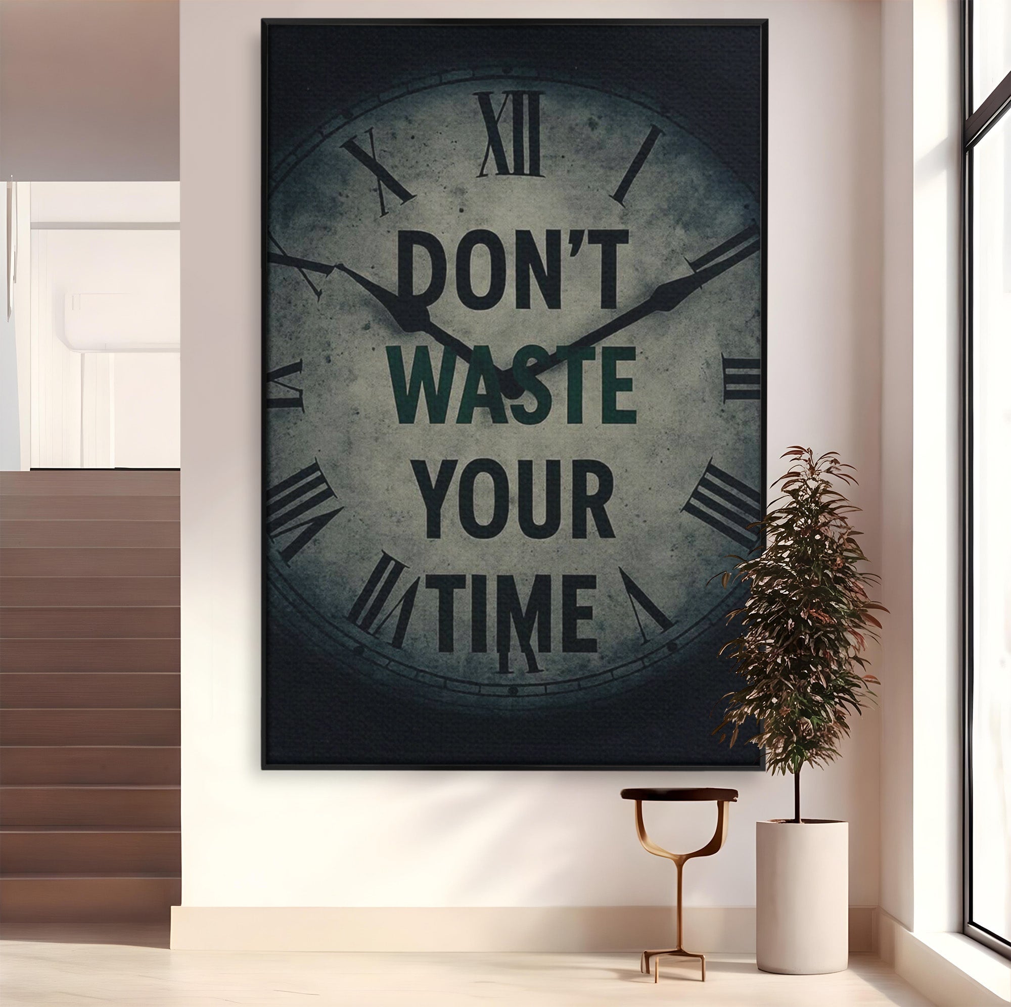 Tablou Canvas Premium LuxCanva® PI1300, Ceasul Timpului, Orologiu, Timp, Motivational, Birou, Living, Culori Vibrante