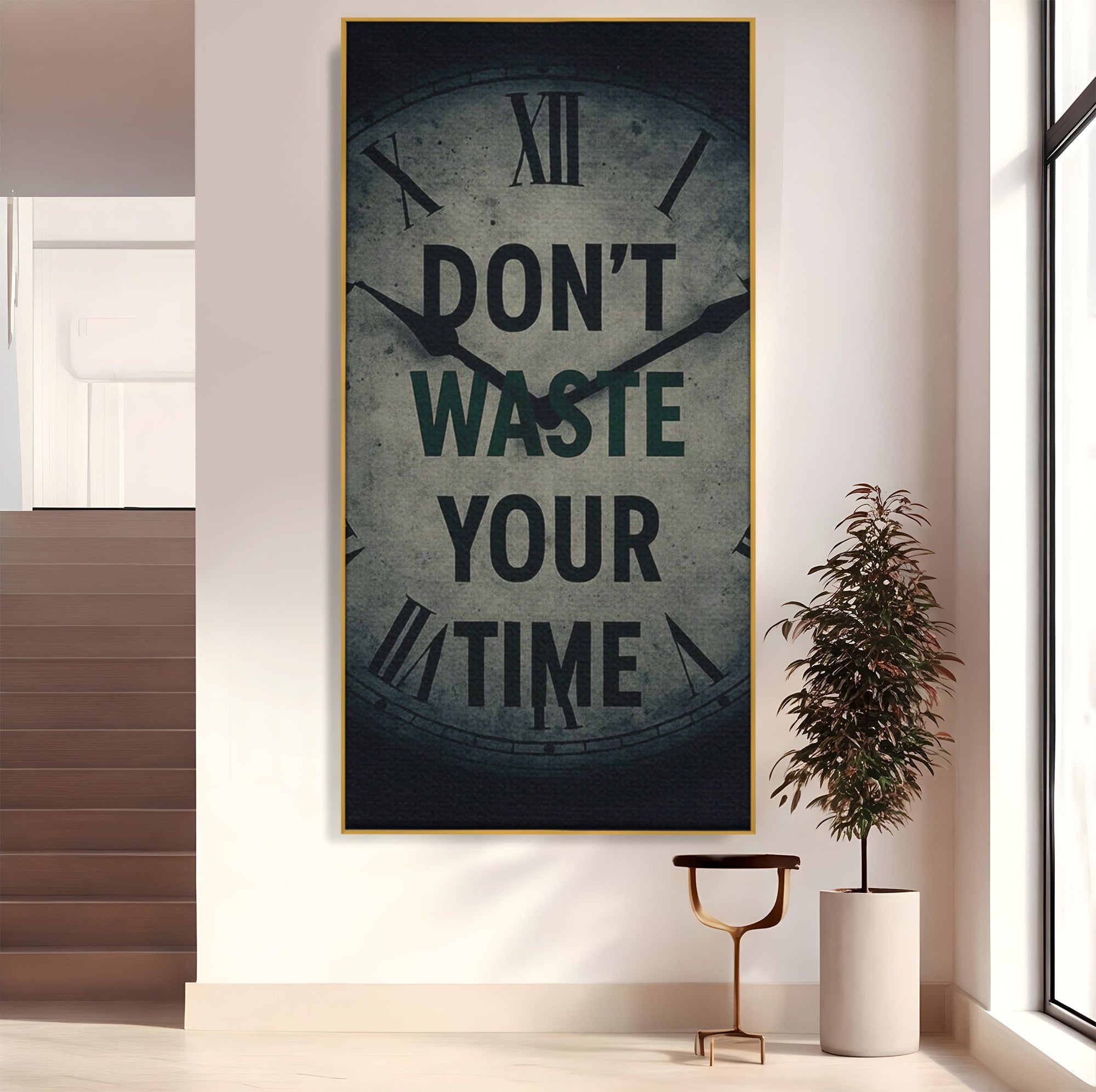Tablou Canvas Premium LuxCanva® PI1300, Ceasul Timpului, Orologiu, Timp, Motivational, Birou, Living, Culori Vibrante