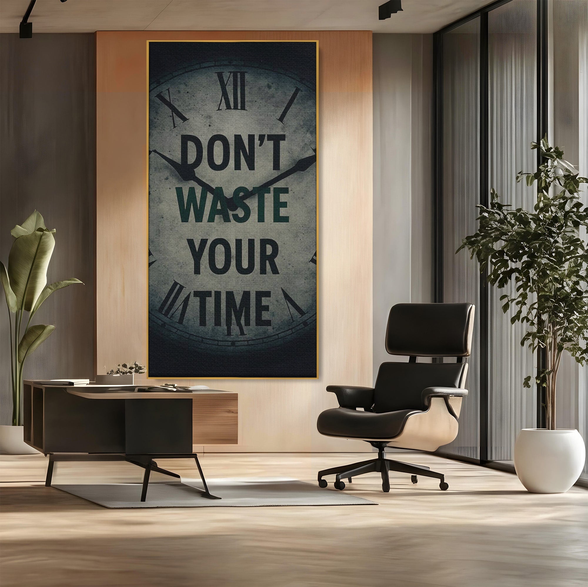 Tablou Canvas Premium LuxCanva® PI1300, Ceasul Timpului, Orologiu, Timp, Motivational, Birou, Living, Culori Vibrante