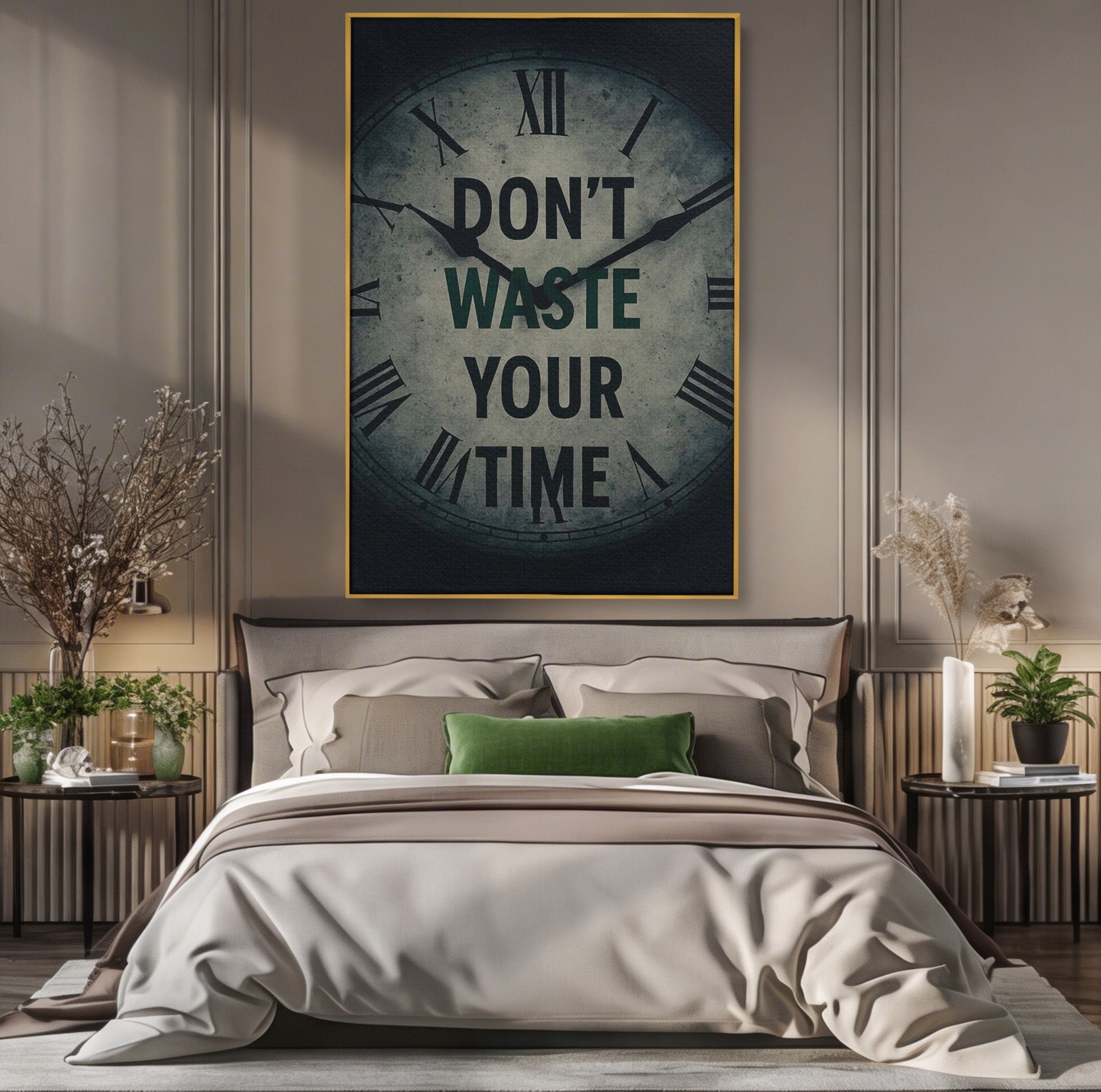 Tablou Canvas Premium LuxCanva® PI1300, Ceasul Timpului, Orologiu, Timp, Motivational, Birou, Living, Culori Vibrante
