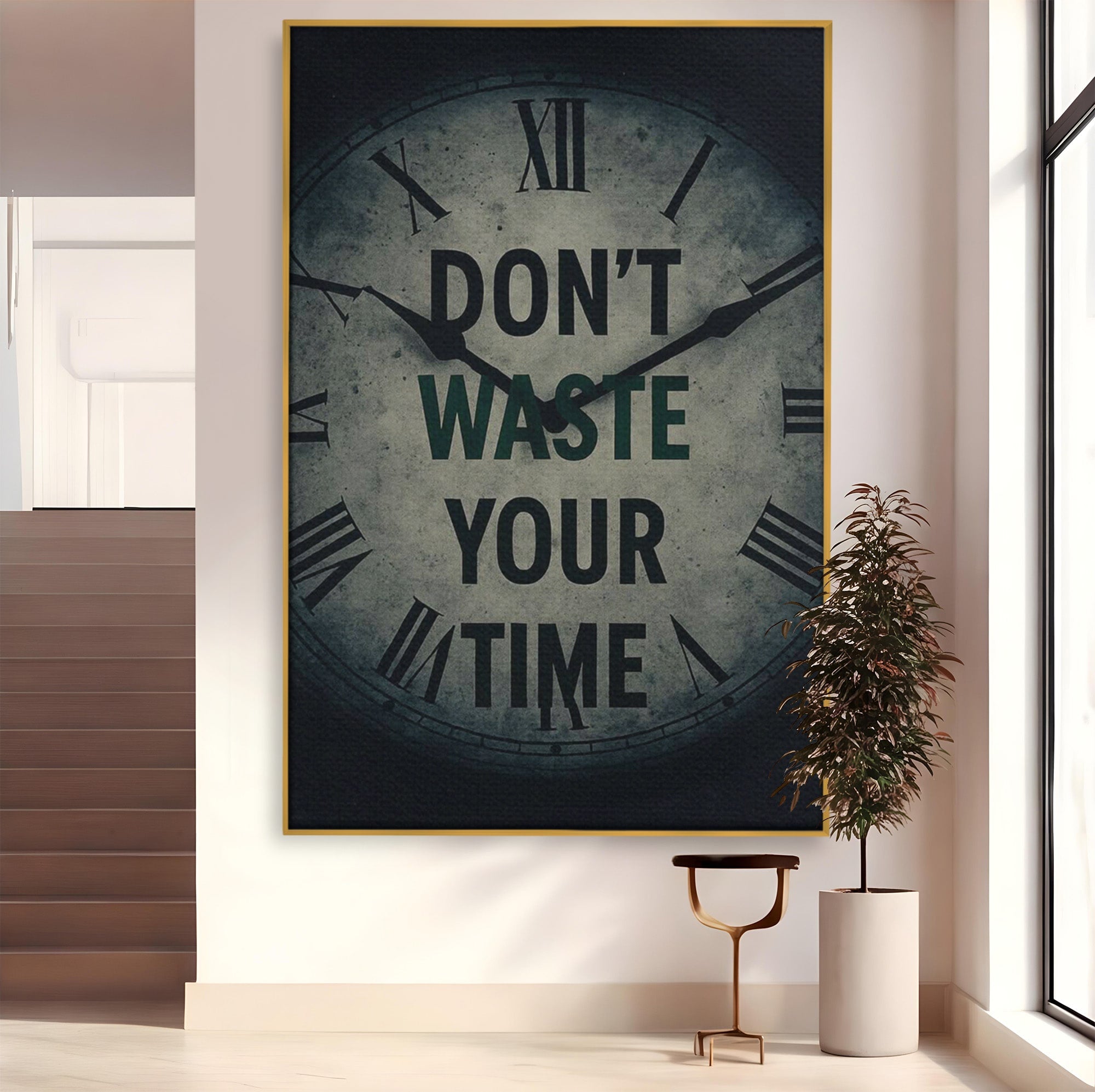 Tablou Canvas Premium LuxCanva® PI1300, Ceasul Timpului, Orologiu, Timp, Motivational, Birou, Living, Culori Vibrante