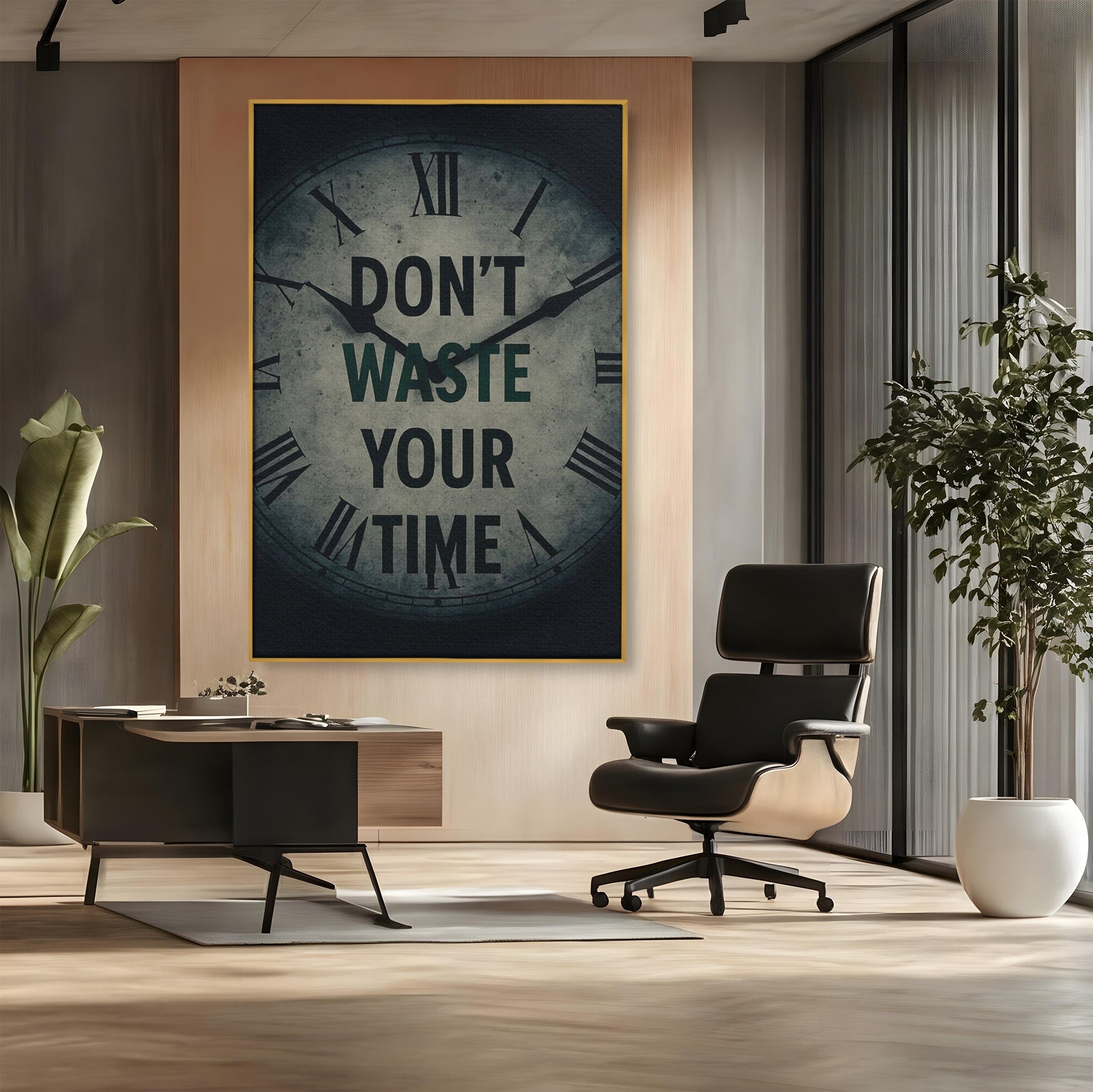 Tablou Canvas Premium LuxCanva® PI1300, Ceasul Timpului, Orologiu, Timp, Motivational, Birou, Living, Culori Vibrante