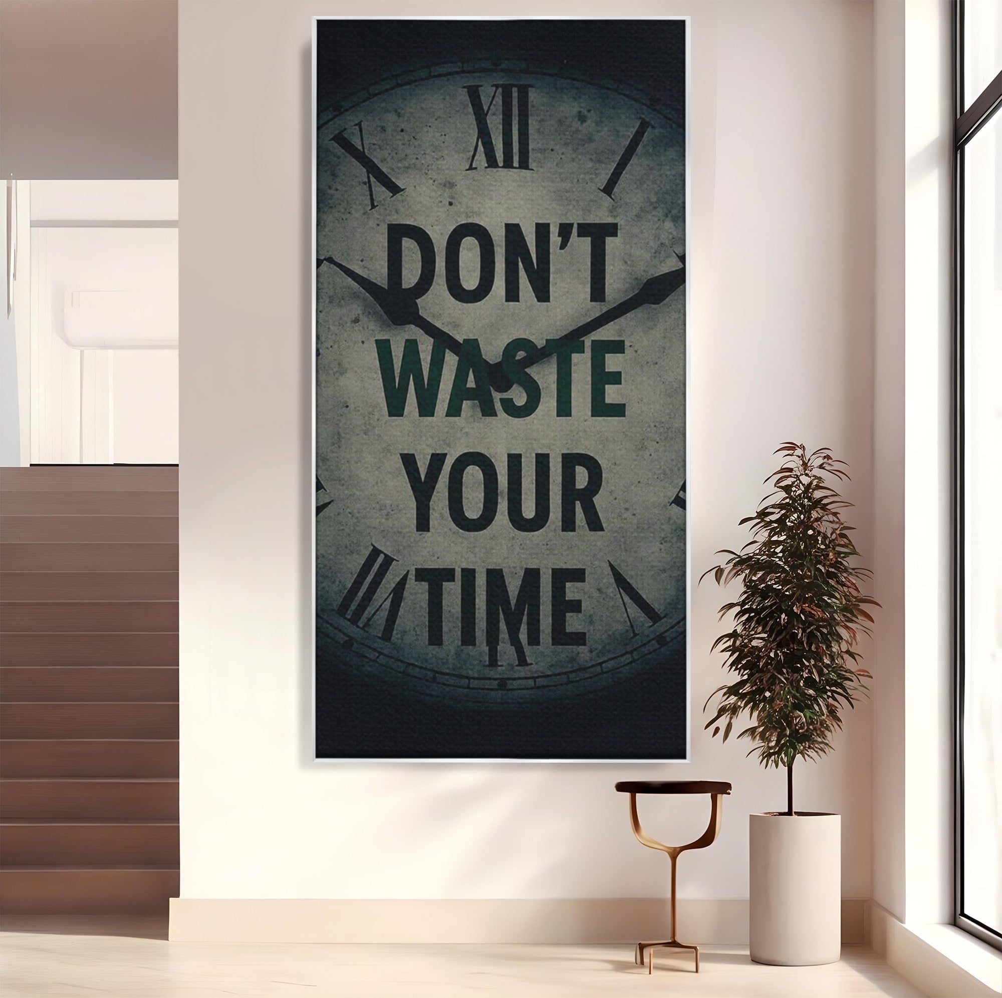 Tablou Canvas Premium LuxCanva® PI1300, Ceasul Timpului, Orologiu, Timp, Motivational, Birou, Living, Culori Vibrante