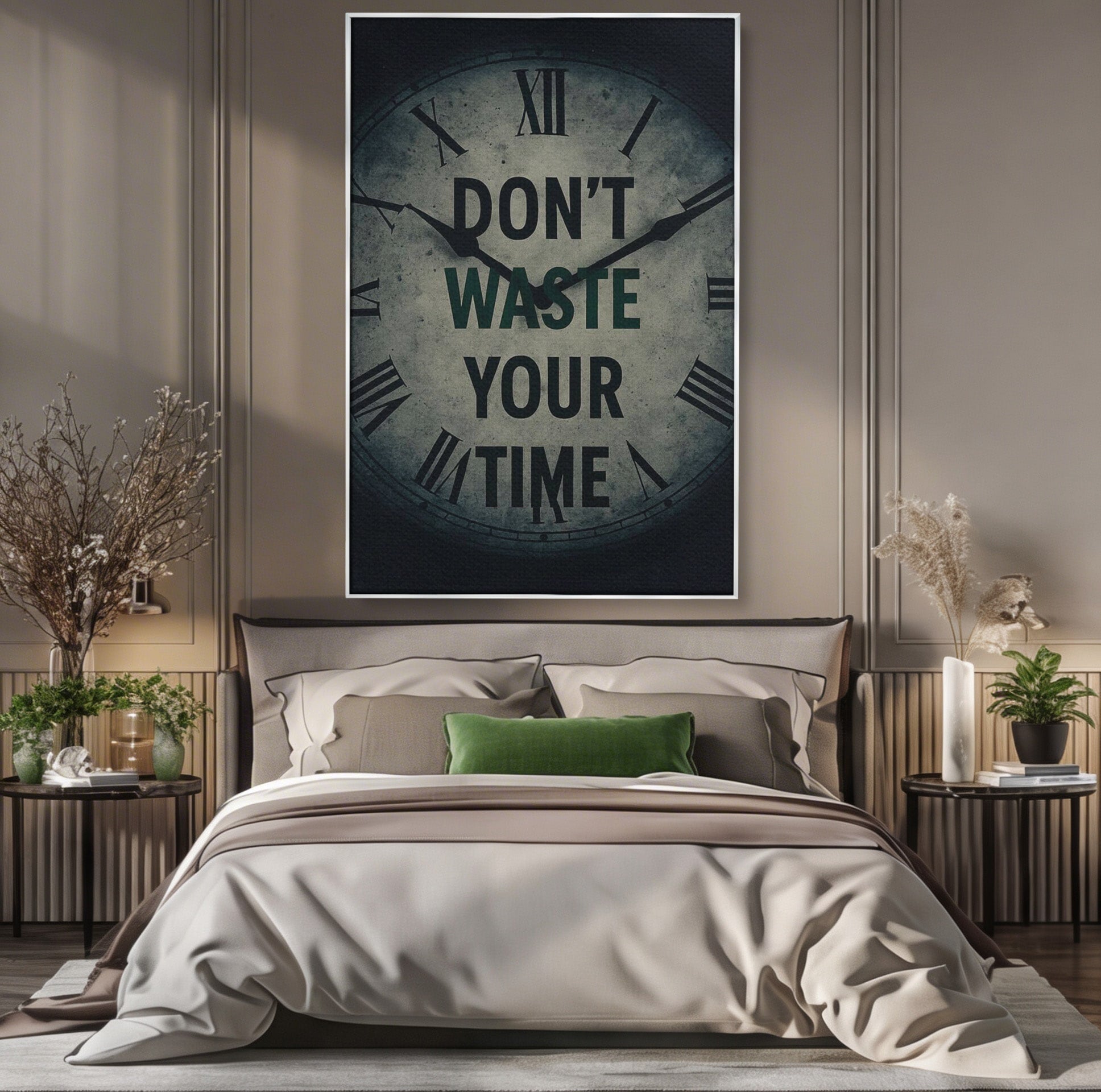 Tablou Canvas Premium LuxCanva® PI1300, Ceasul Timpului, Orologiu, Timp, Motivational, Birou, Living, Culori Vibrante