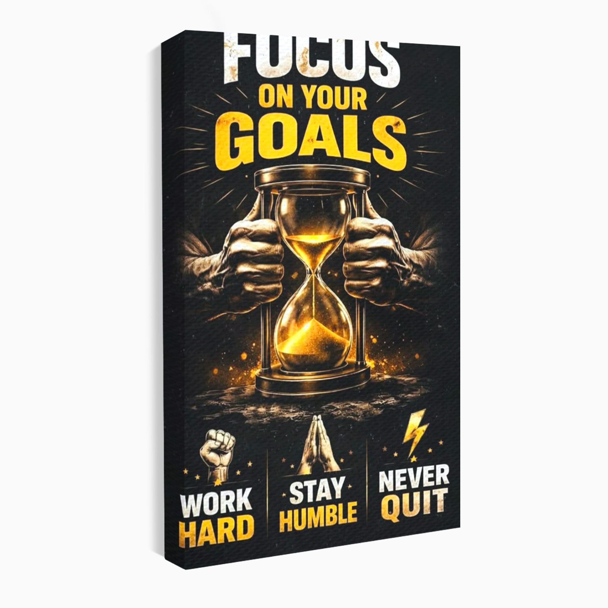 Tablou Canvas Premium LuxCanva® PI1301, Focus Pe Obiective, Motivational, Timp, Incurajare, Birou, Determinare, Culori Vibrante