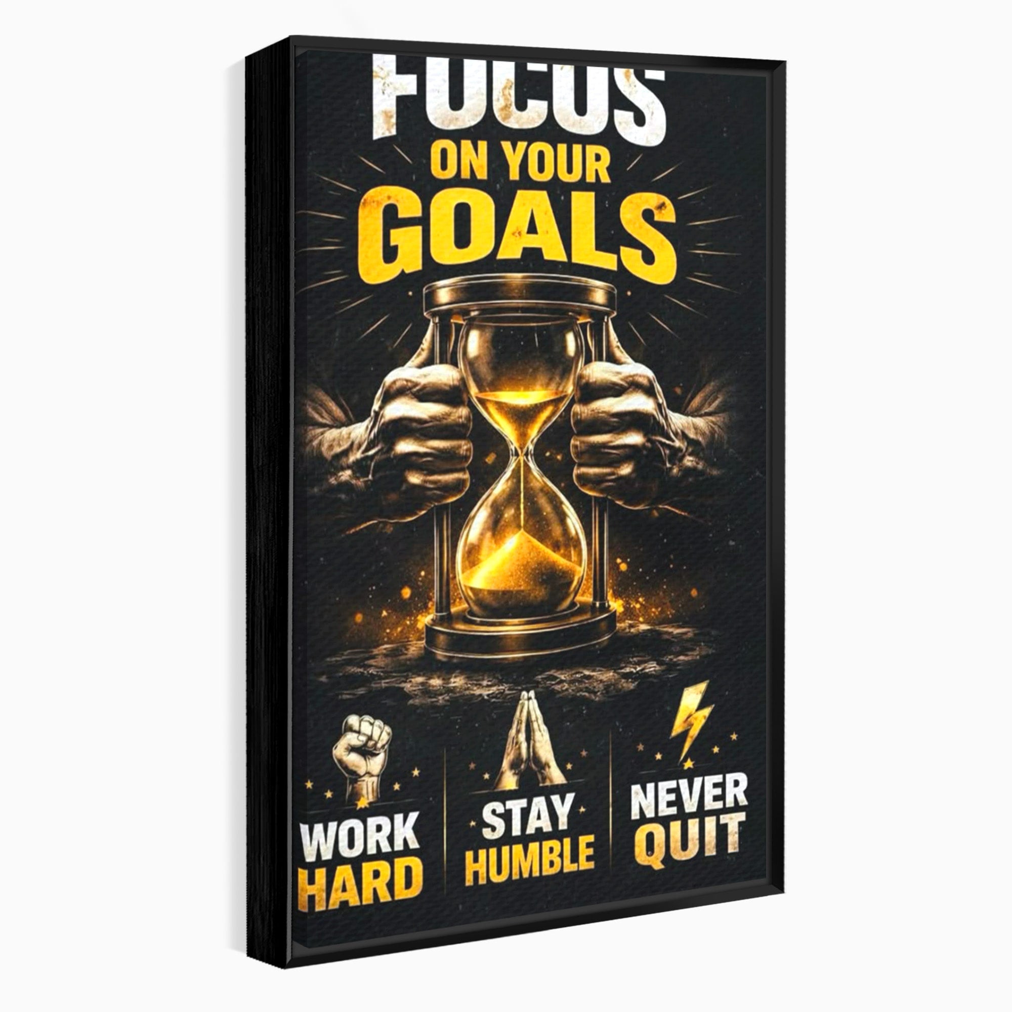 Tablou Canvas Premium LuxCanva® PI1301, Focus Pe Obiective, Motivational, Timp, Incurajare, Birou, Determinare, Culori Vibrante