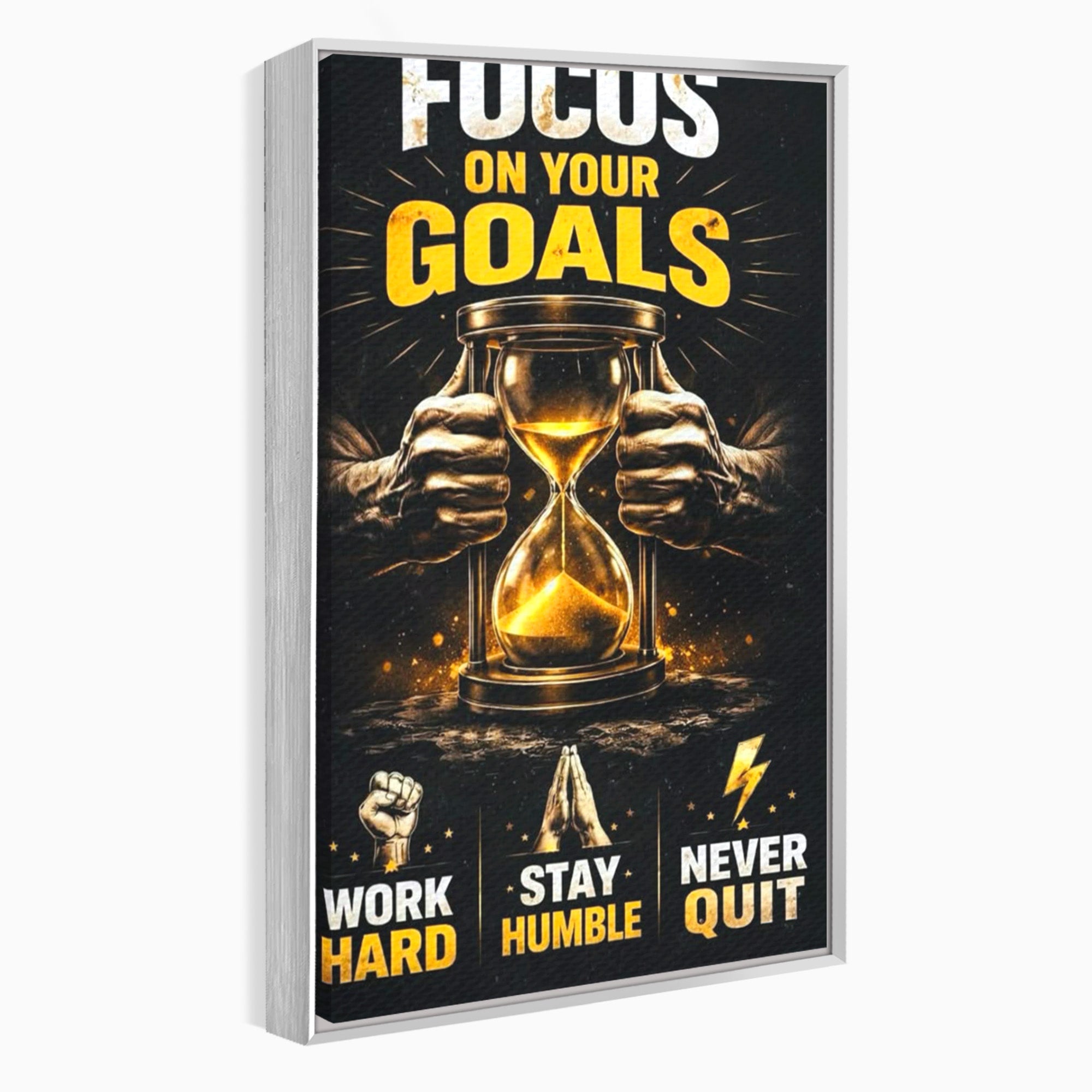 Tablou Canvas Premium LuxCanva® PI1301, Focus Pe Obiective, Motivational, Timp, Incurajare, Birou, Determinare, Culori Vibrante
