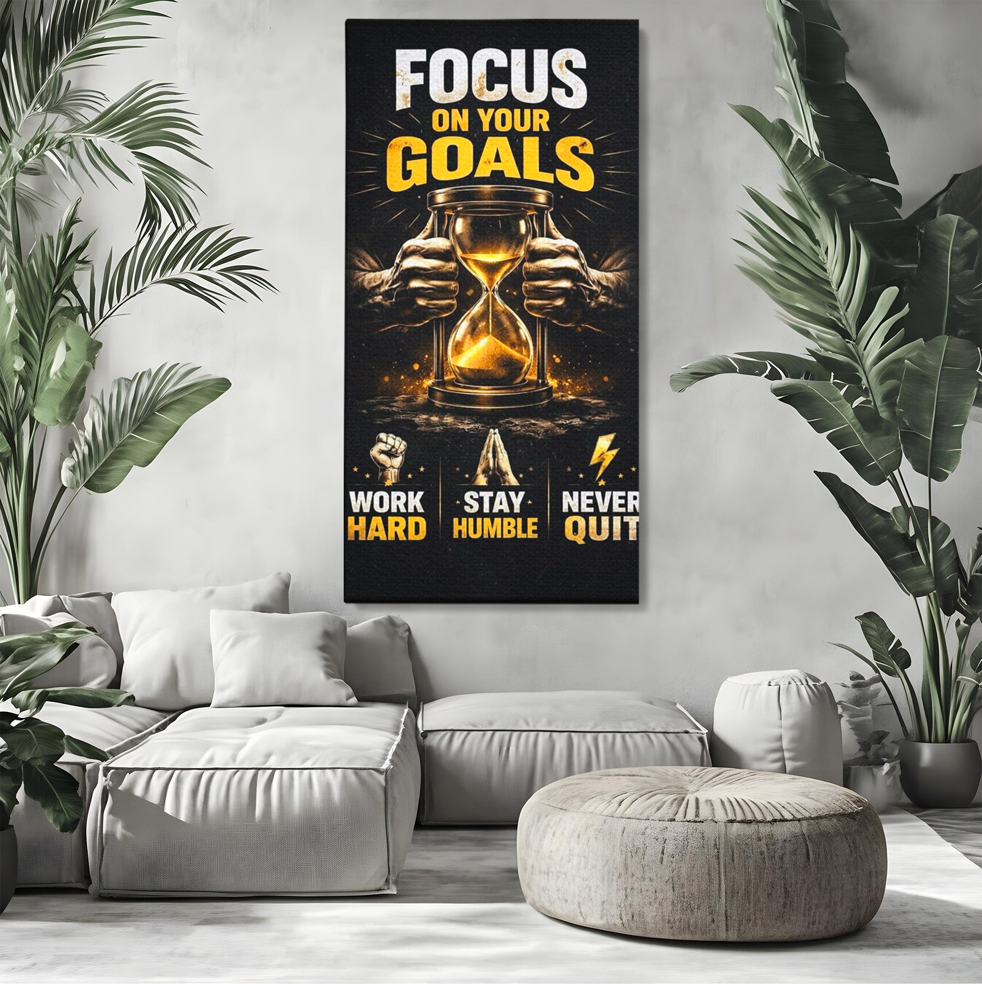 Tablou Canvas Premium LuxCanva® PI1301, Focus Pe Obiective, Motivational, Timp, Incurajare, Birou, Determinare, Culori Vibrante