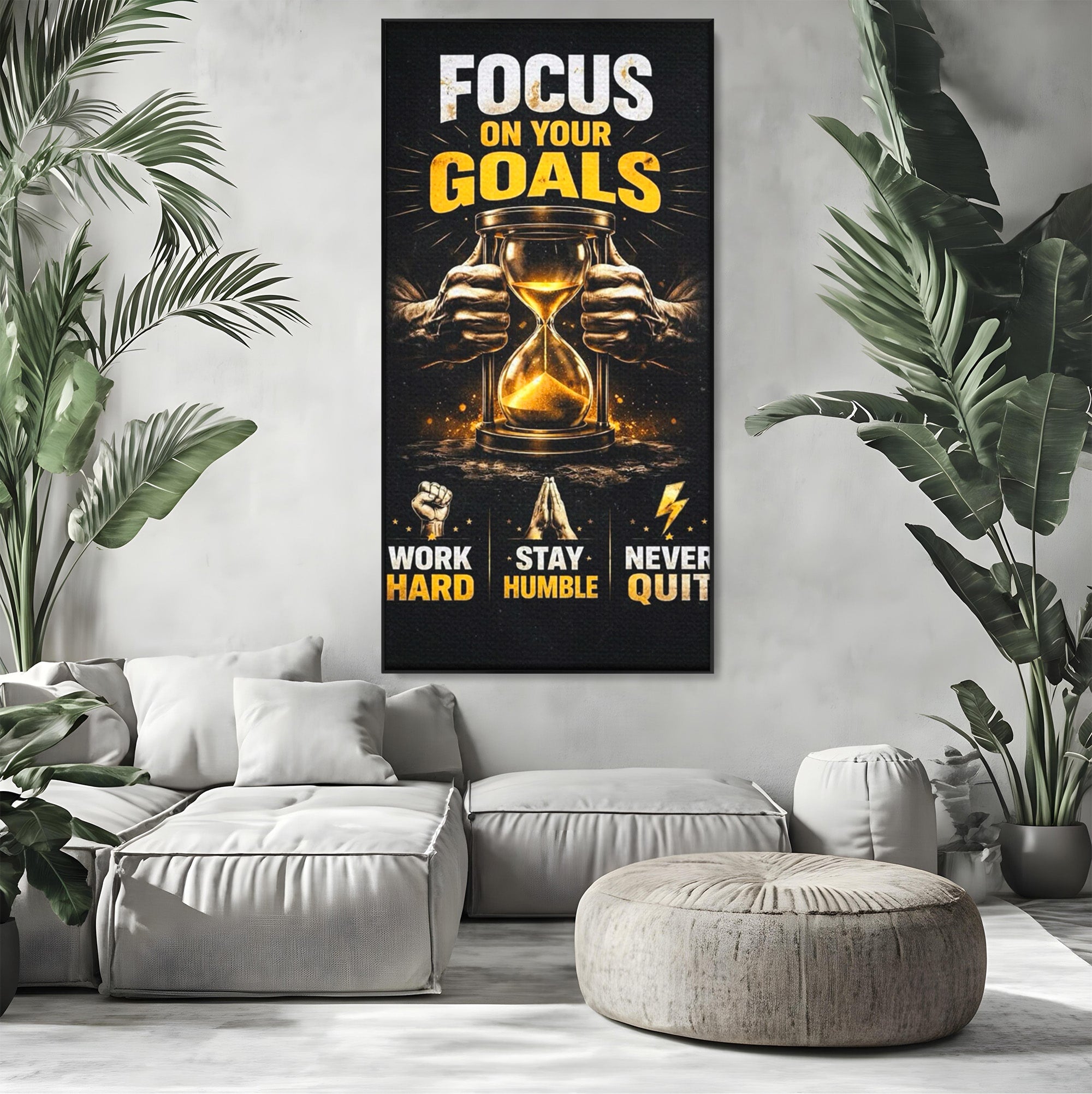 Tablou Canvas Premium LuxCanva® PI1301, Focus Pe Obiective, Motivational, Timp, Incurajare, Birou, Determinare, Culori Vibrante