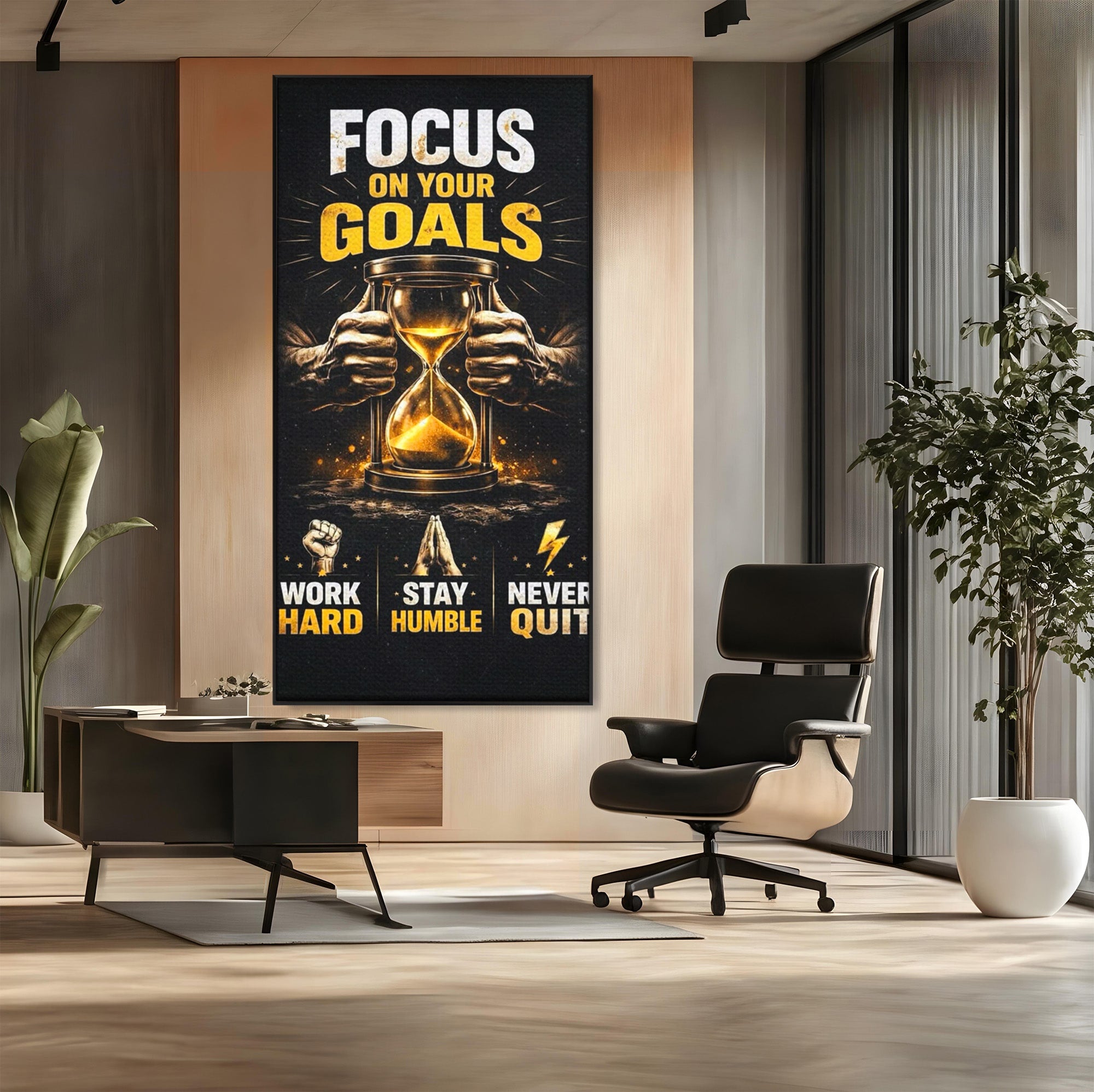 Tablou Canvas Premium LuxCanva® PI1301, Focus Pe Obiective, Motivational, Timp, Incurajare, Birou, Determinare, Culori Vibrante
