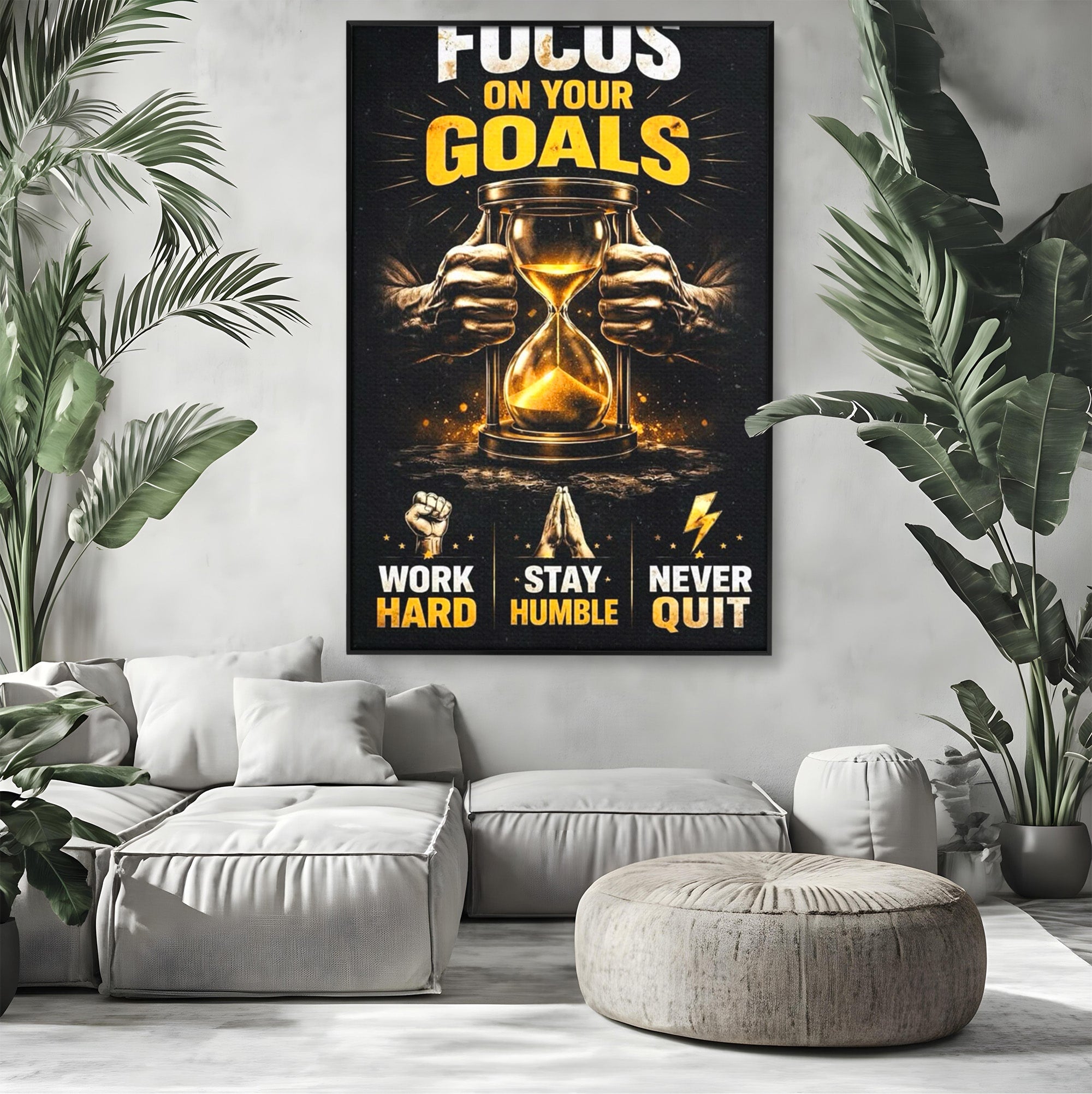 Tablou Canvas Premium LuxCanva® PI1301, Focus Pe Obiective, Motivational, Timp, Incurajare, Birou, Determinare, Culori Vibrante