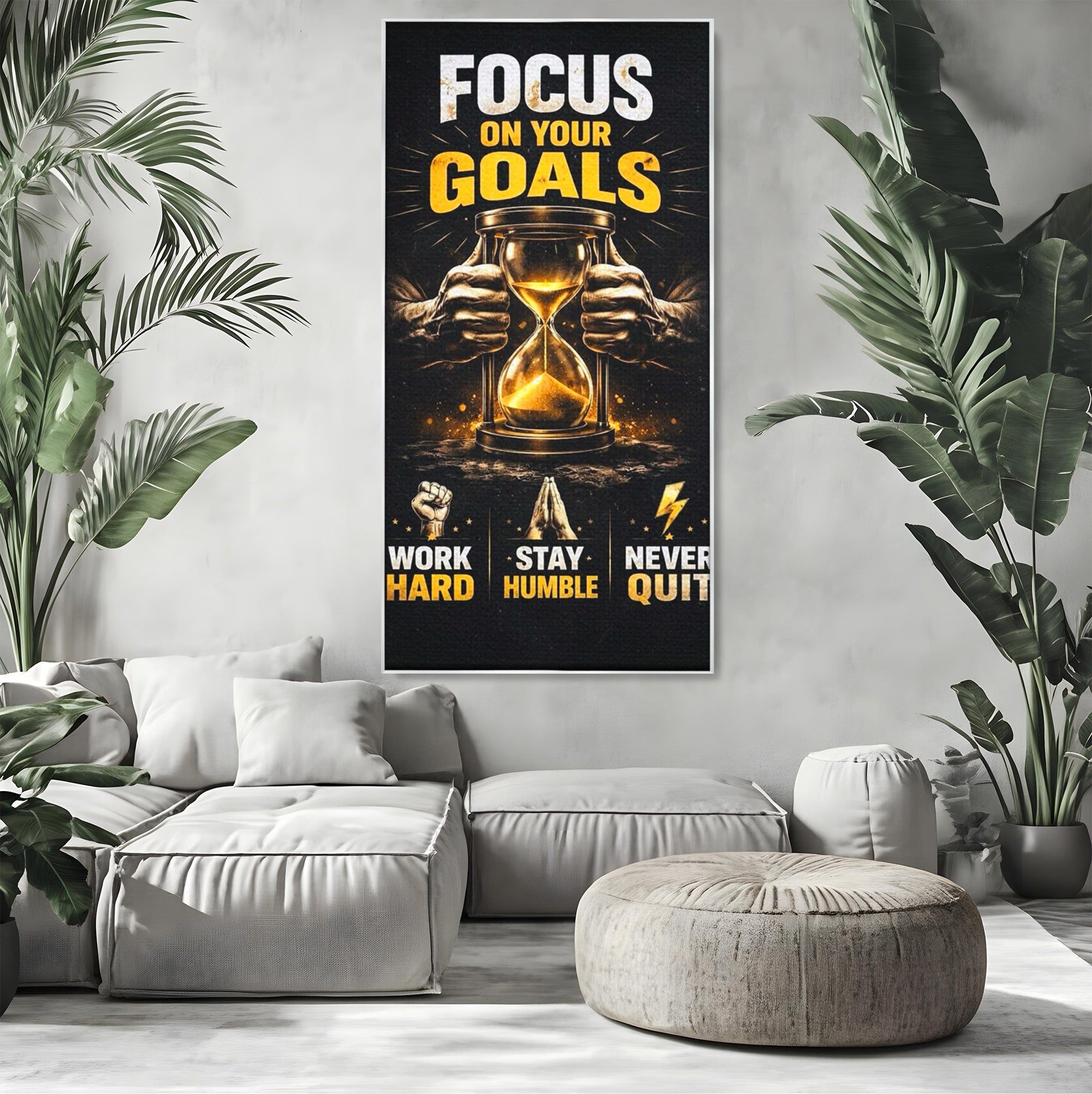 Tablou Canvas Premium LuxCanva® PI1301, Focus Pe Obiective, Motivational, Timp, Incurajare, Birou, Determinare, Culori Vibrante