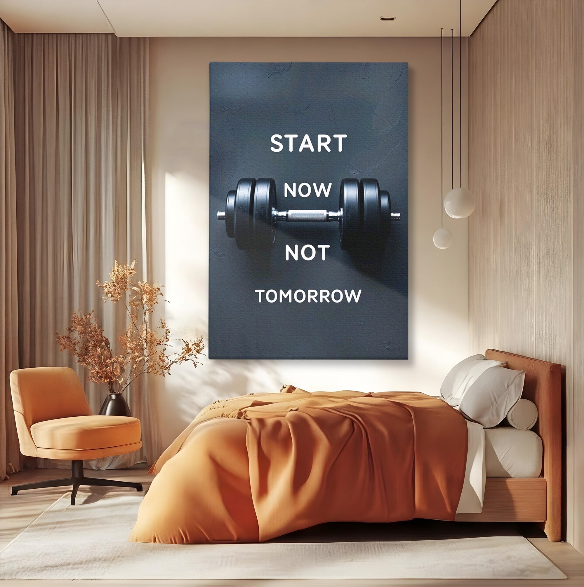 Tablou Canvas Premium LuxCanva® PI1302, Ganteră Motivațională, Fitness, Motivatie, Sport, Citat, Birou, Dormitor, Culori Vibrante