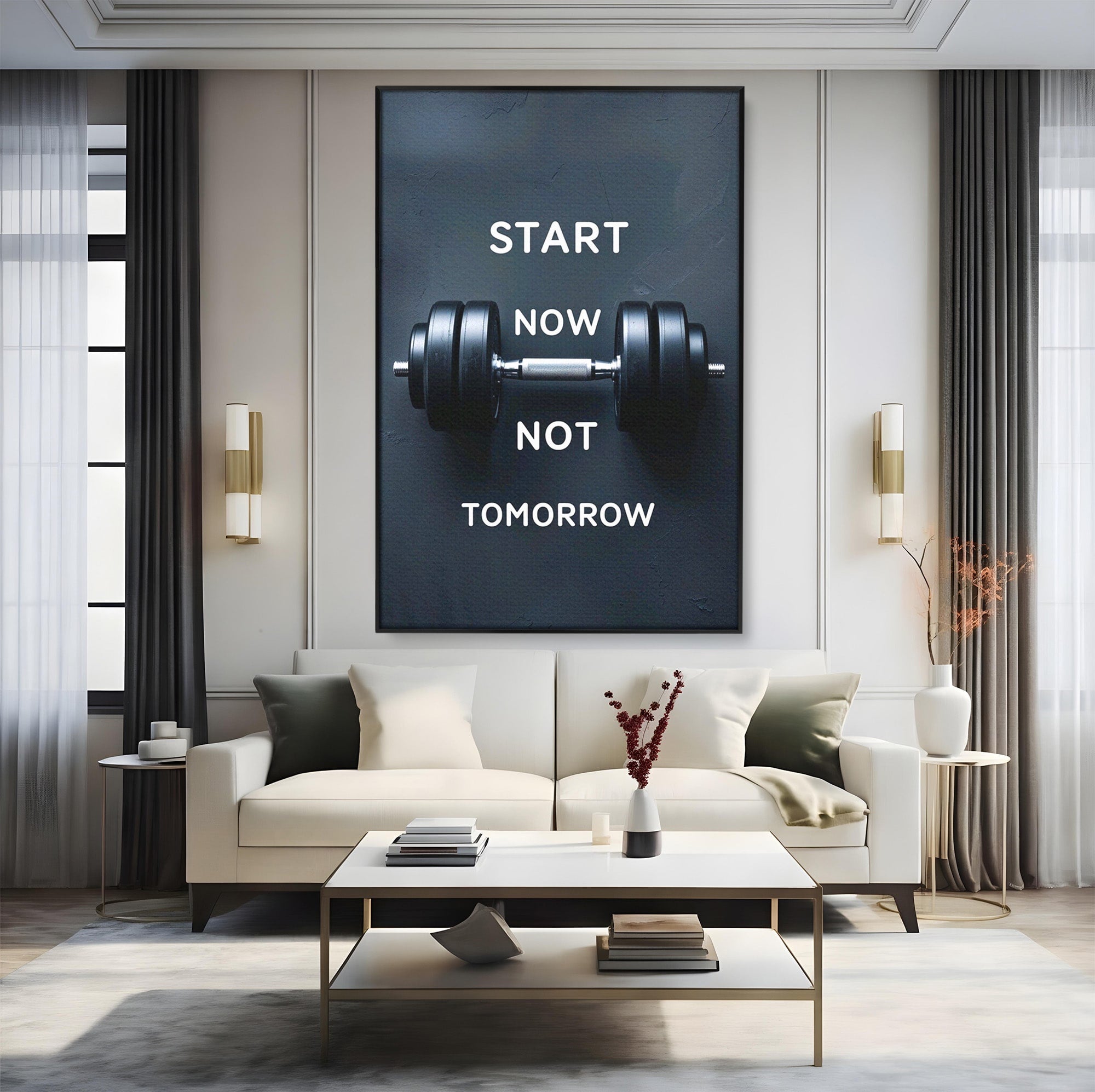 Tablou Canvas Premium LuxCanva® PI1302, Ganteră Motivațională, Fitness, Motivatie, Sport, Citat, Birou, Dormitor, Culori Vibrante