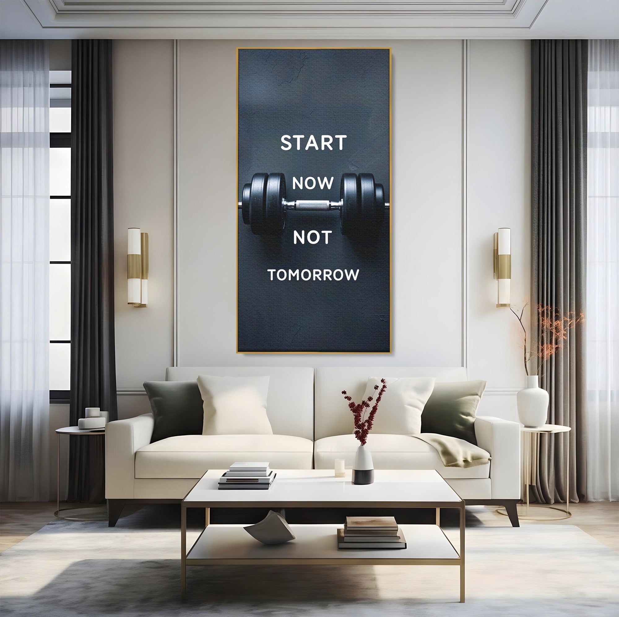 Tablou Canvas Premium LuxCanva® PI1302, Ganteră Motivațională, Fitness, Motivatie, Sport, Citat, Birou, Dormitor, Culori Vibrante