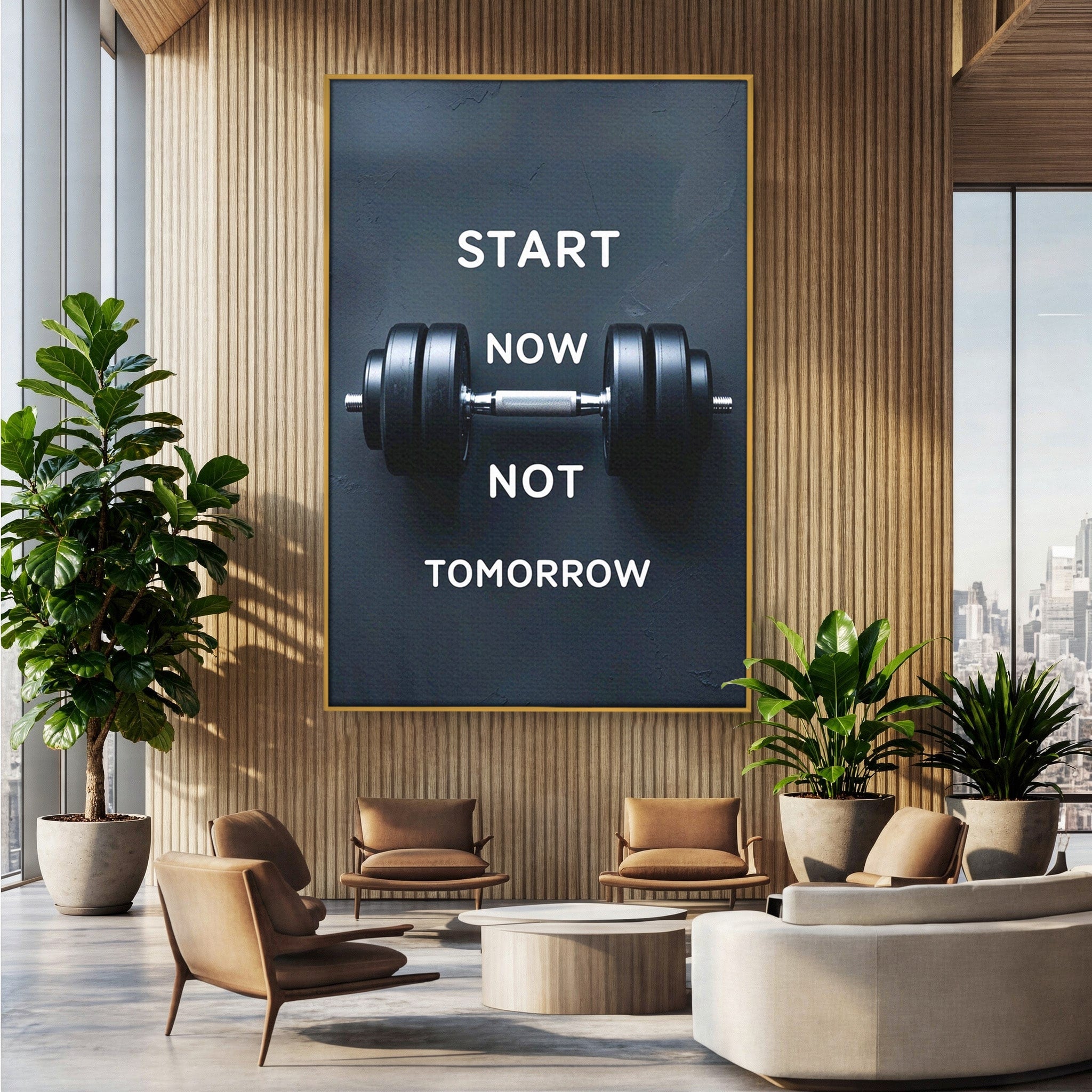 Tablou Canvas Premium LuxCanva® PI1302, Ganteră Motivațională, Fitness, Motivatie, Sport, Citat, Birou, Dormitor, Culori Vibrante