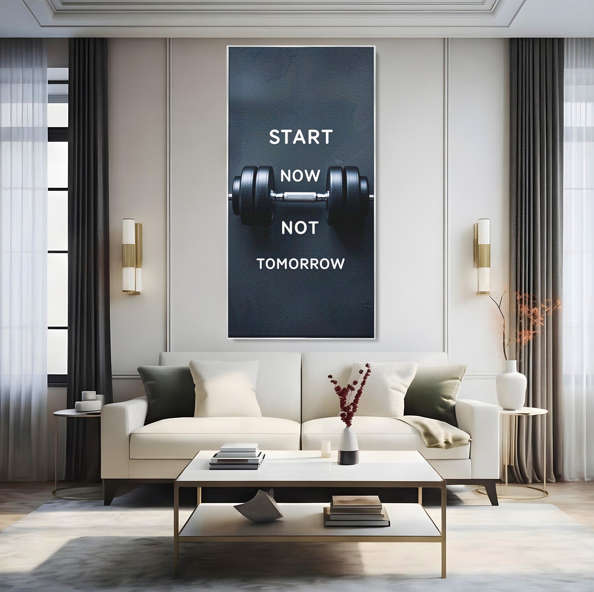 Tablou Canvas Premium LuxCanva® PI1302, Ganteră Motivațională, Fitness, Motivatie, Sport, Citat, Birou, Dormitor, Culori Vibrante