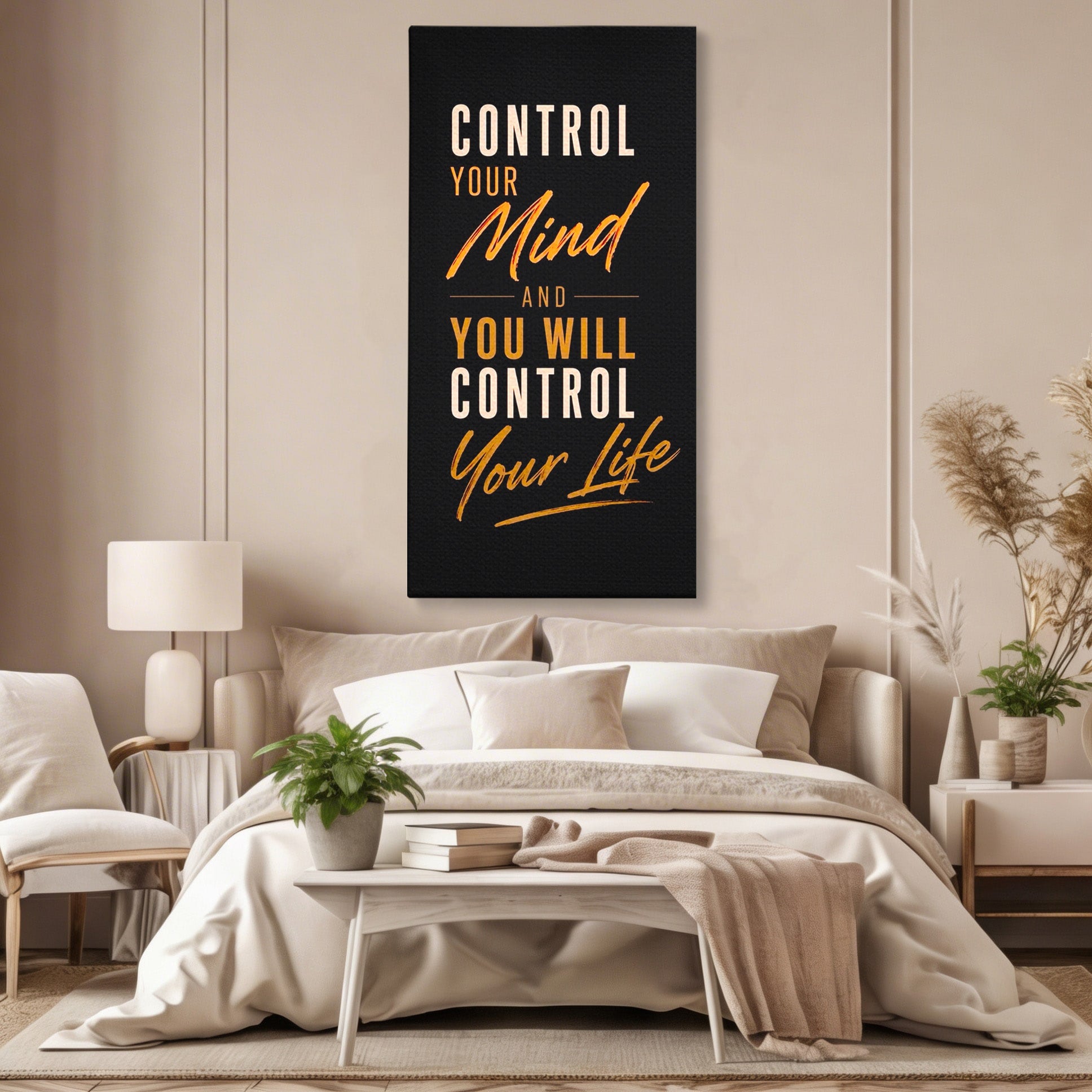 Tablou Canvas Premium LuxCanva® PI1305, Controlul Mintii, Motivational, Citat, Inspirational, Birou, Dormitor, Culori Vibrante