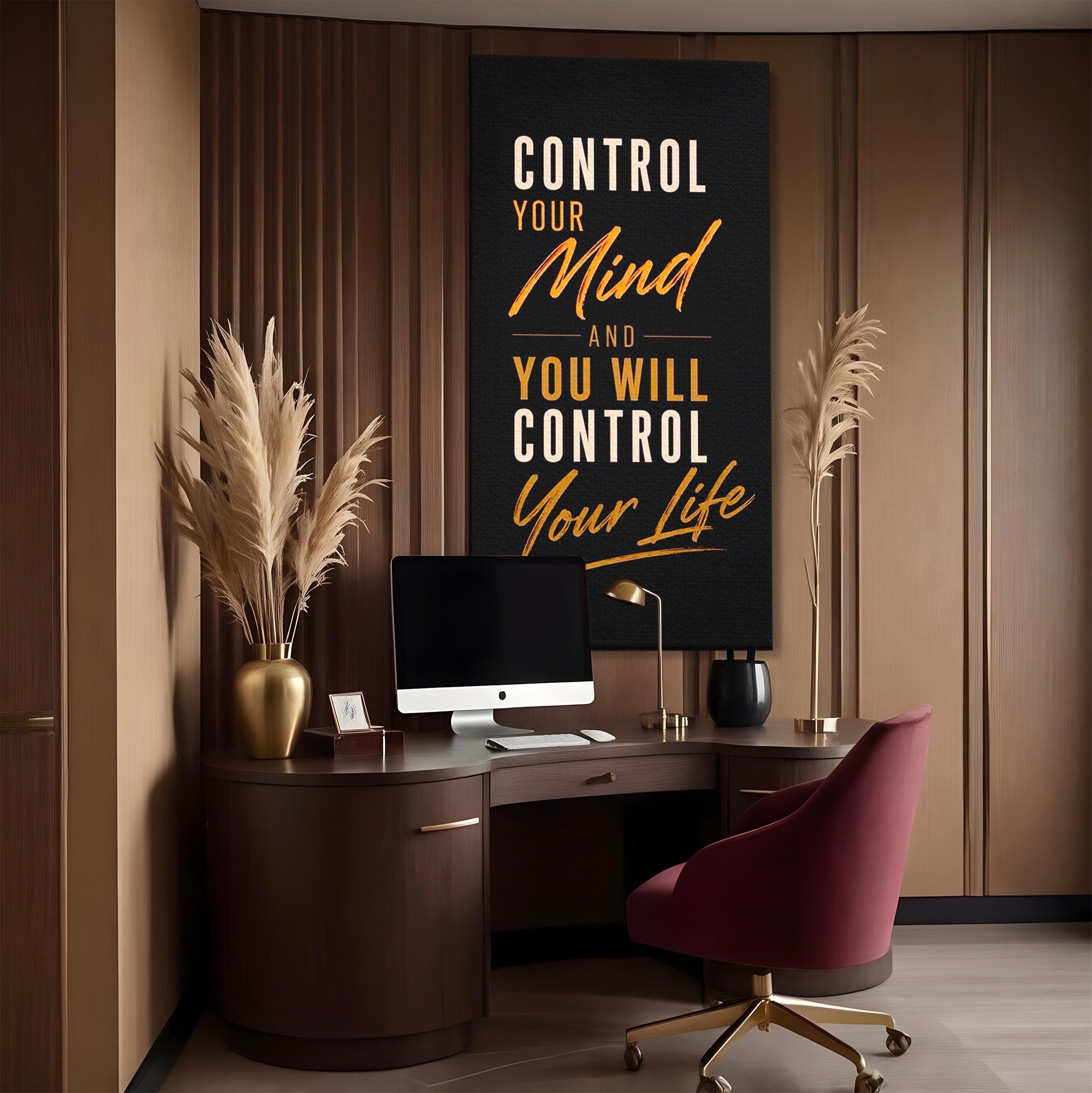 Tablou Canvas Premium LuxCanva® PI1305, Controlul Mintii, Motivational, Citat, Inspirational, Birou, Dormitor, Culori Vibrante