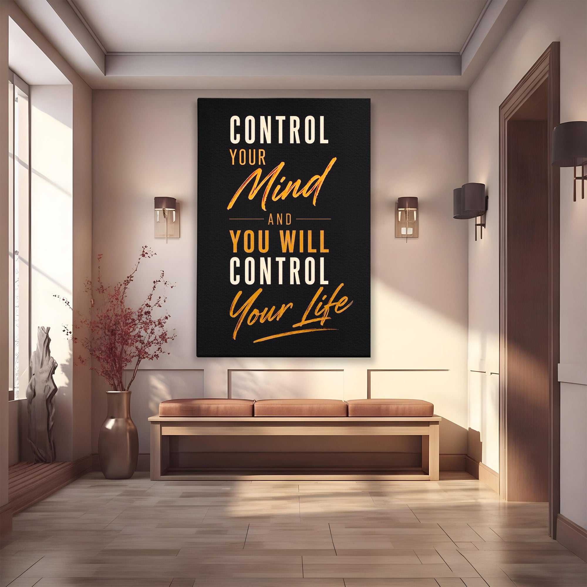 Tablou Canvas Premium LuxCanva® PI1305, Controlul Mintii, Motivational, Citat, Inspirational, Birou, Dormitor, Culori Vibrante
