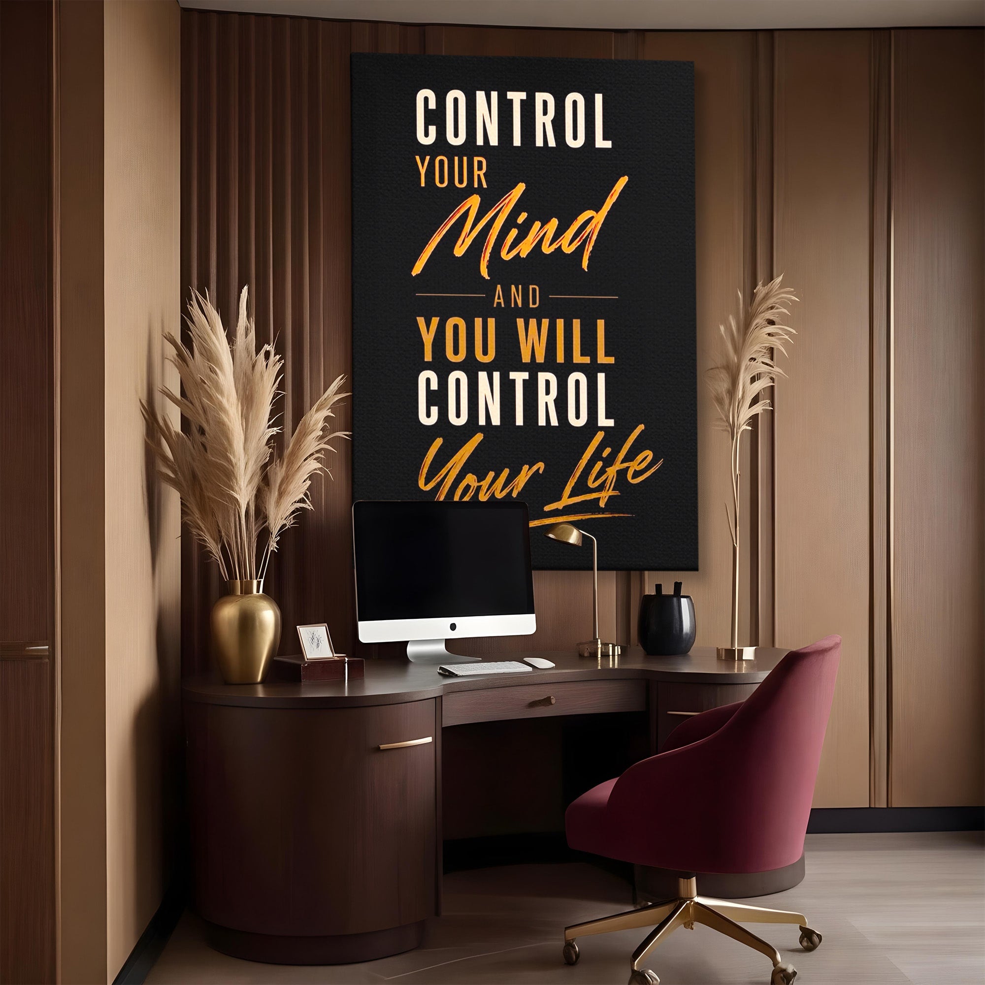 Tablou Canvas Premium LuxCanva® PI1305, Controlul Mintii, Motivational, Citat, Inspirational, Birou, Dormitor, Culori Vibrante