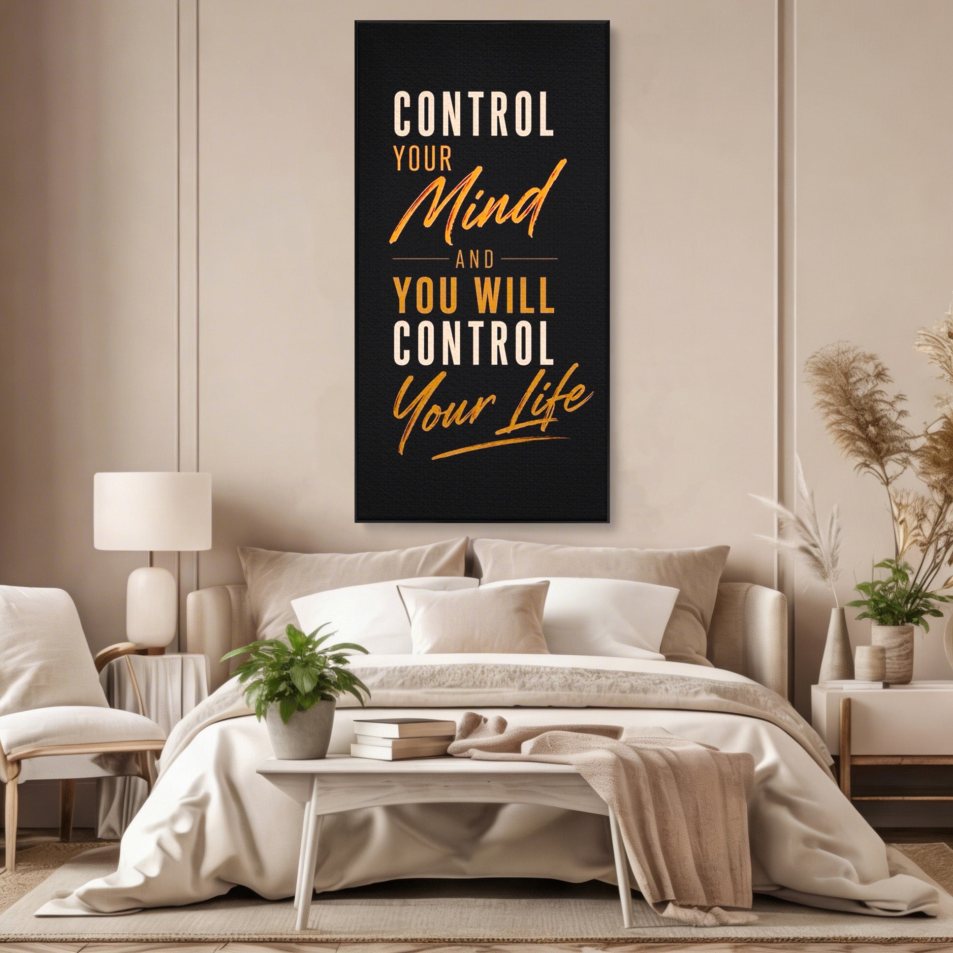 Tablou Canvas Premium LuxCanva® PI1305, Controlul Mintii, Motivational, Citat, Inspirational, Birou, Dormitor, Culori Vibrante
