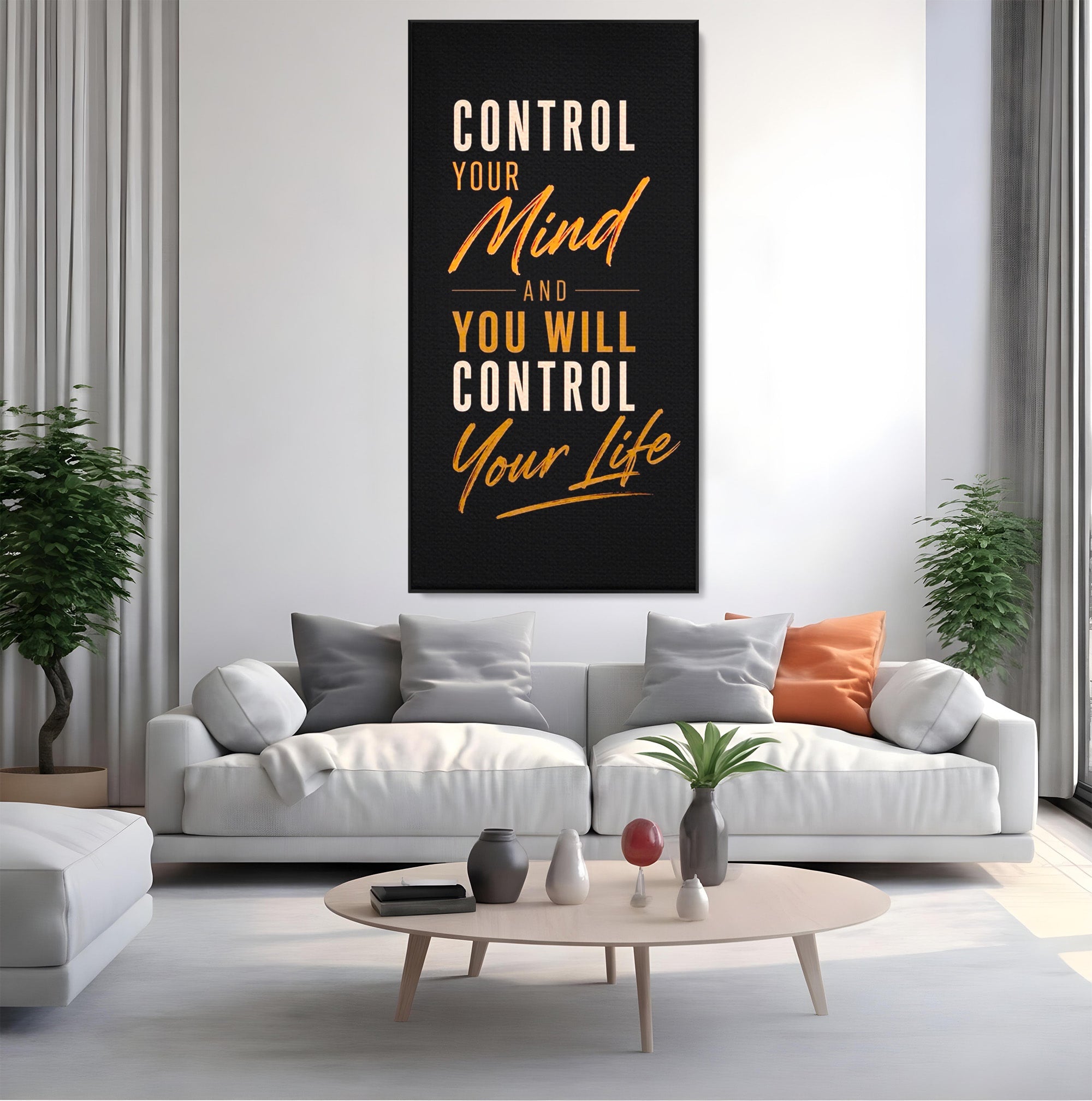 Tablou Canvas Premium LuxCanva® PI1305, Controlul Mintii, Motivational, Citat, Inspirational, Birou, Dormitor, Culori Vibrante