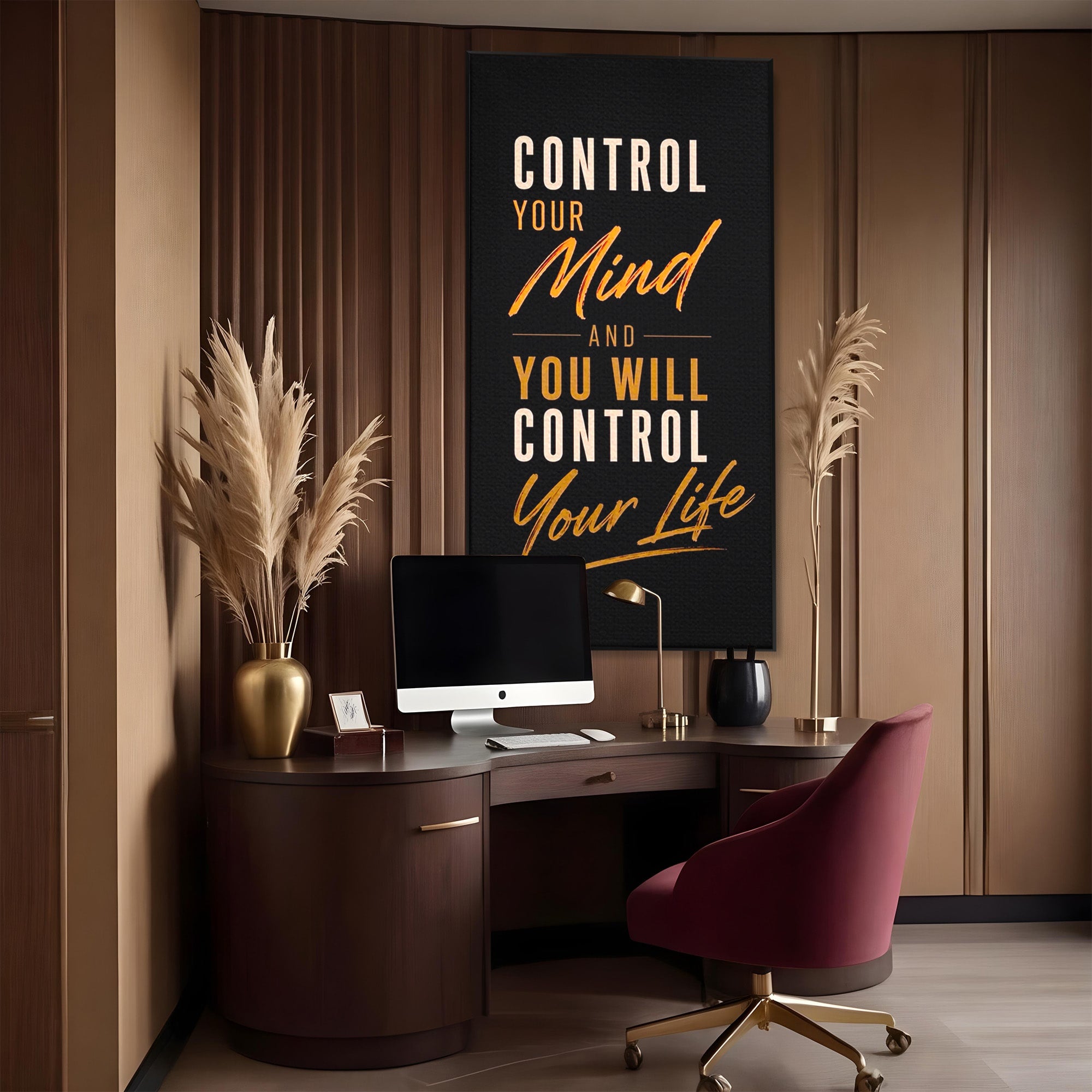 Tablou Canvas Premium LuxCanva® PI1305, Controlul Mintii, Motivational, Citat, Inspirational, Birou, Dormitor, Culori Vibrante