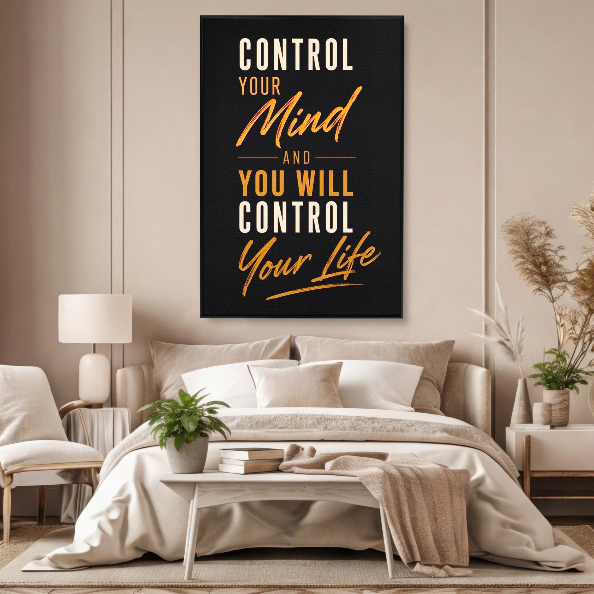 Tablou Canvas Premium LuxCanva® PI1305, Controlul Mintii, Motivational, Citat, Inspirational, Birou, Dormitor, Culori Vibrante