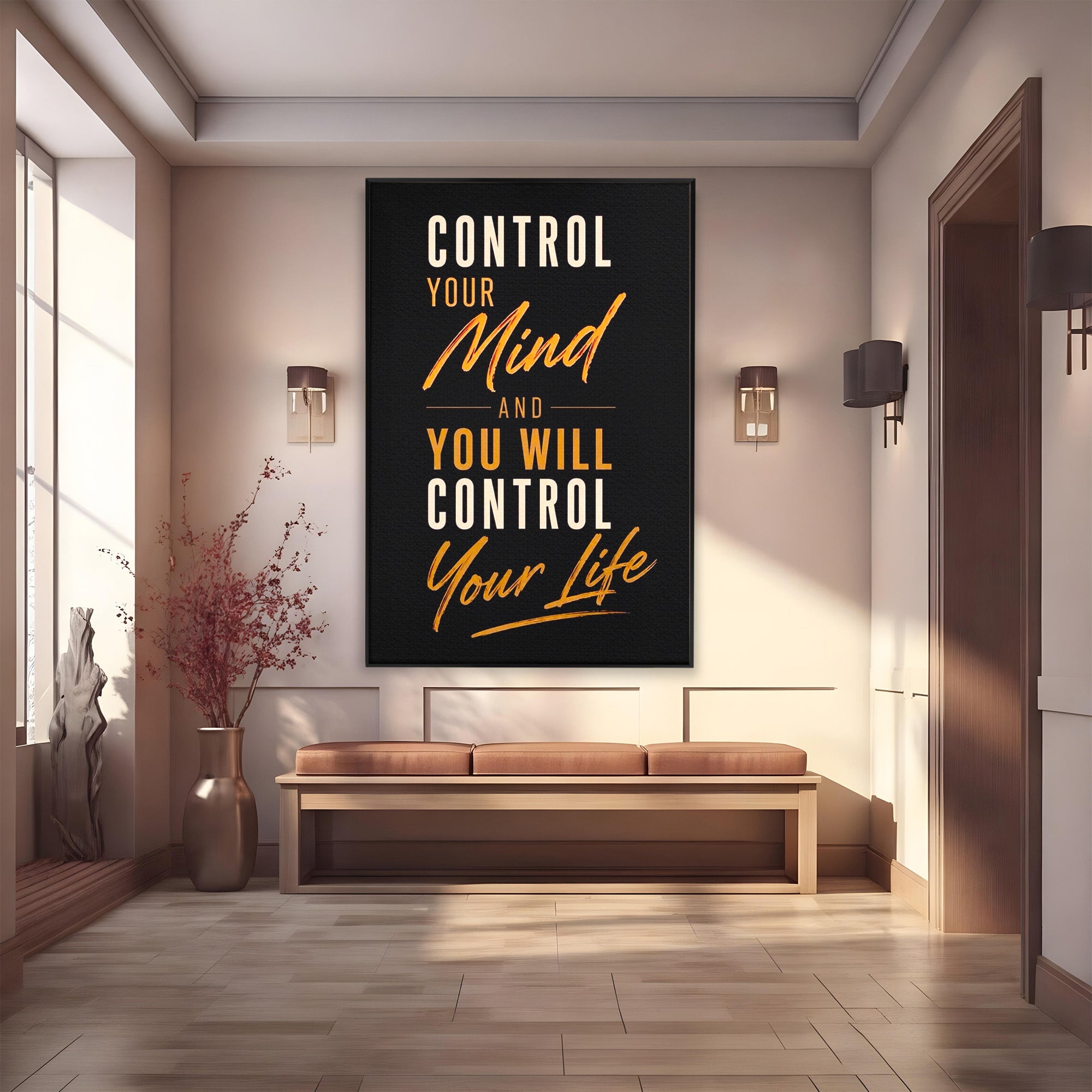 Tablou Canvas Premium LuxCanva® PI1305, Controlul Mintii, Motivational, Citat, Inspirational, Birou, Dormitor, Culori Vibrante