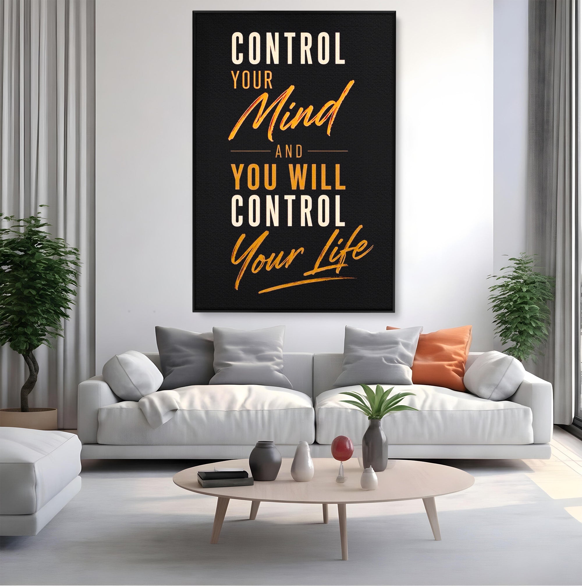 Tablou Canvas Premium LuxCanva® PI1305, Controlul Mintii, Motivational, Citat, Inspirational, Birou, Dormitor, Culori Vibrante