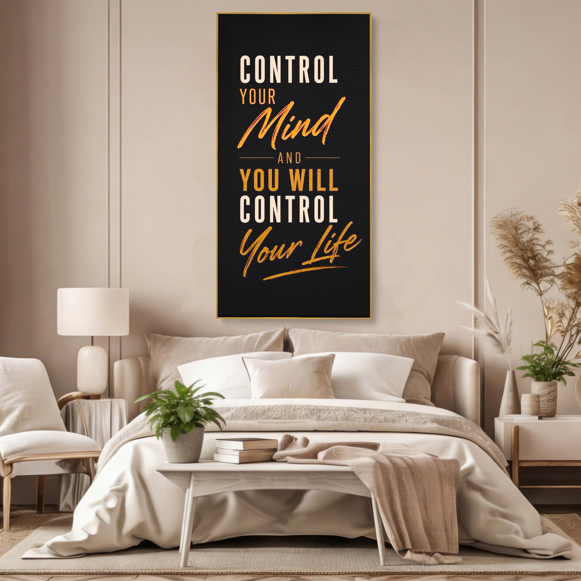 Tablou Canvas Premium LuxCanva® PI1305, Controlul Mintii, Motivational, Citat, Inspirational, Birou, Dormitor, Culori Vibrante