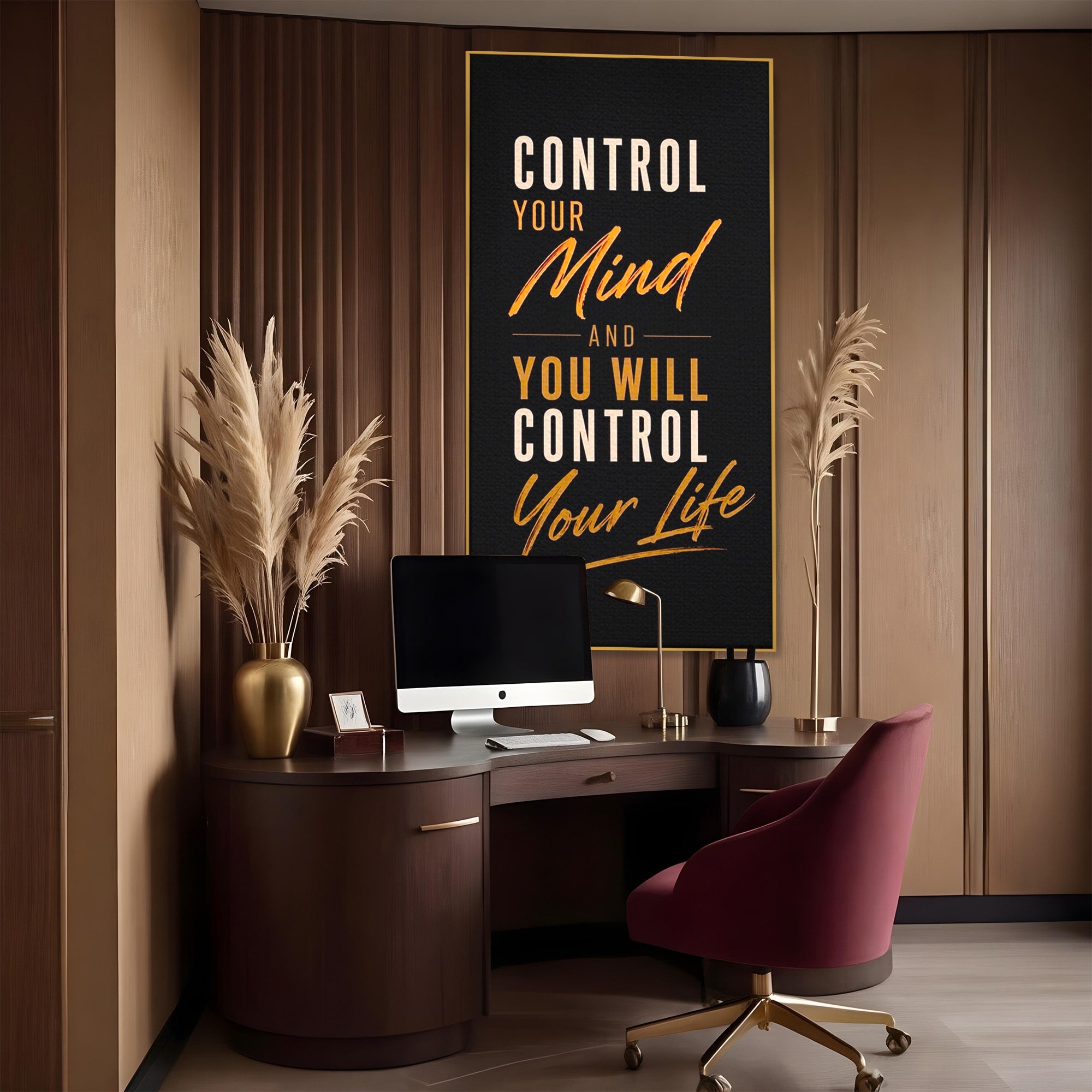 Tablou Canvas Premium LuxCanva® PI1305, Controlul Mintii, Motivational, Citat, Inspirational, Birou, Dormitor, Culori Vibrante