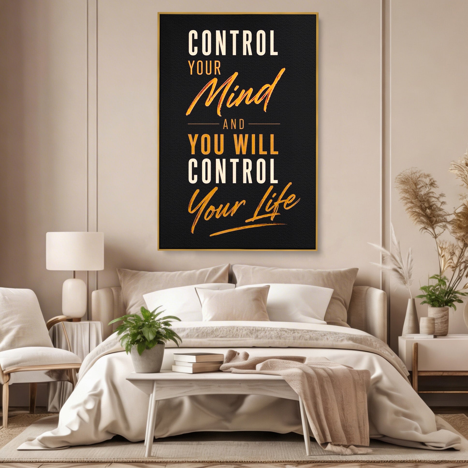 Tablou Canvas Premium LuxCanva® PI1305, Controlul Mintii, Motivational, Citat, Inspirational, Birou, Dormitor, Culori Vibrante