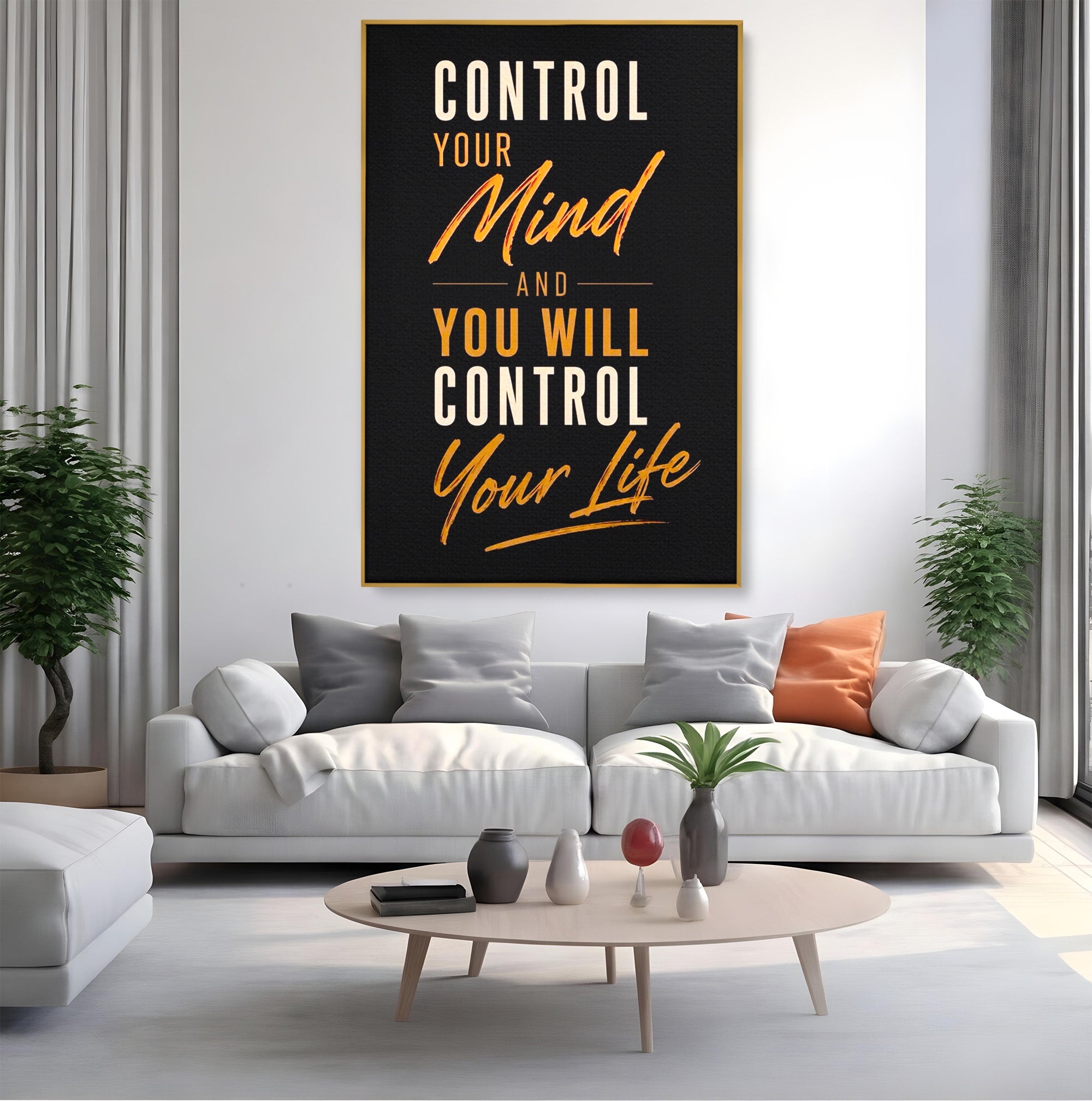 Tablou Canvas Premium LuxCanva® PI1305, Controlul Mintii, Motivational, Citat, Inspirational, Birou, Dormitor, Culori Vibrante