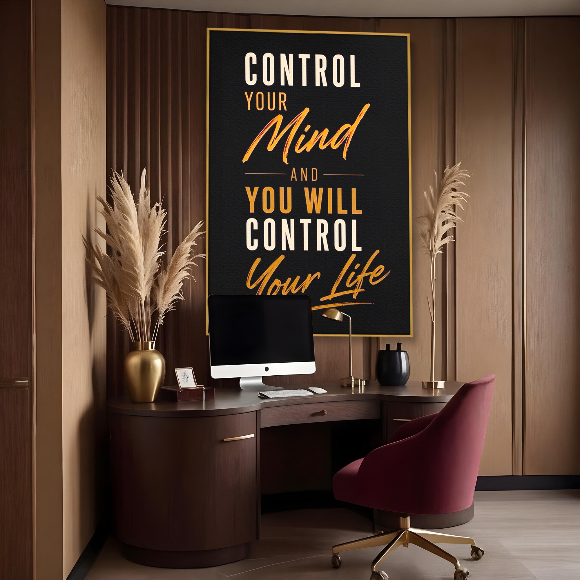 Tablou Canvas Premium LuxCanva® PI1305, Controlul Mintii, Motivational, Citat, Inspirational, Birou, Dormitor, Culori Vibrante